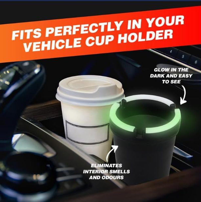 Leona Co Ashtray Butt Bucket Glow in the Dark Ashtray for Auto, Home and General Smoking Use Butt Bucket 2PC image number 3