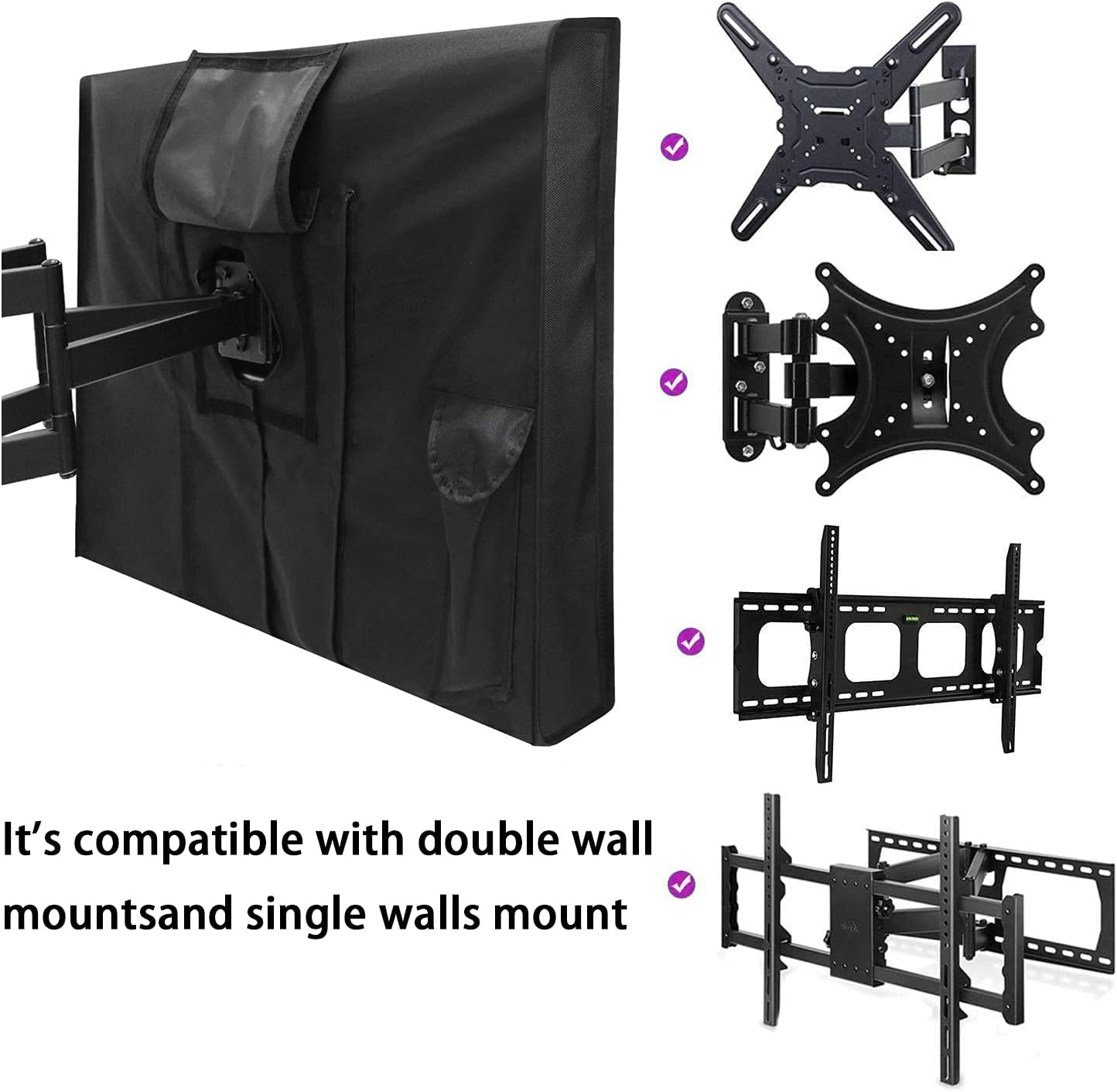 Outdoor TV Cover with Clear Front COOSOO Television Cover Waterproof Universal Protector for LCD LED Plasma Television Sets with Remote Control Pocket Compatible with Standard Mounts Stands (46-48") image number 2