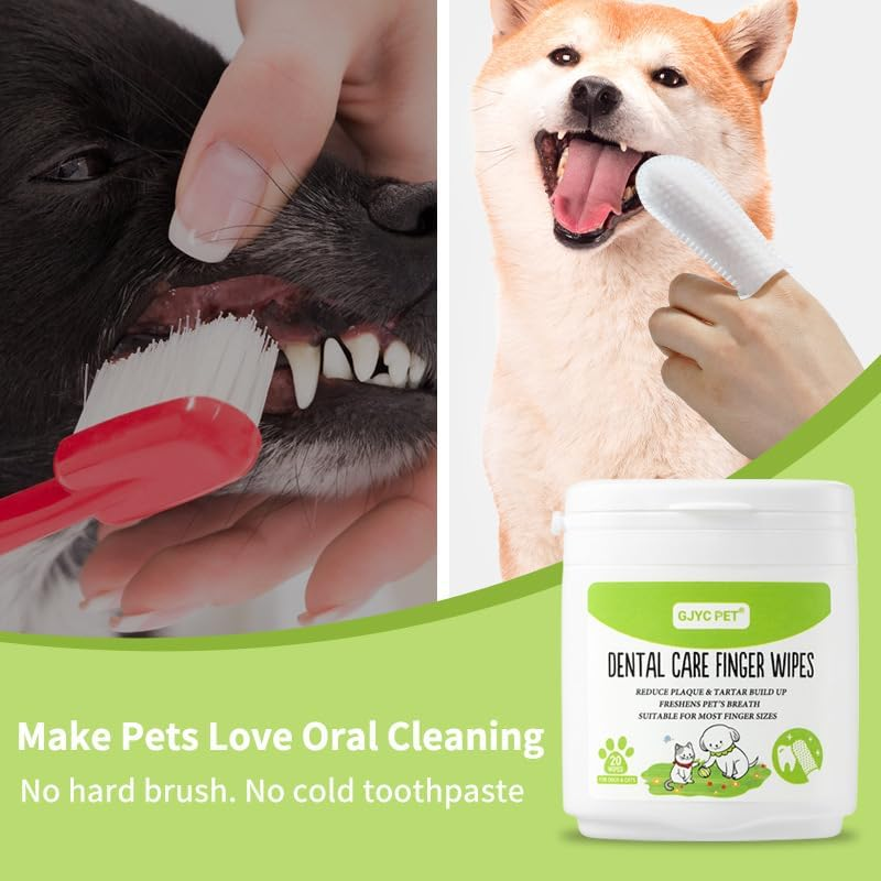 Dental Care Finger Wipes, 20-Pack, Pre-Moistened Pet Teeth Cleaning Wipes for Dogs and Cats, Tartar and Plaque Control image number 2