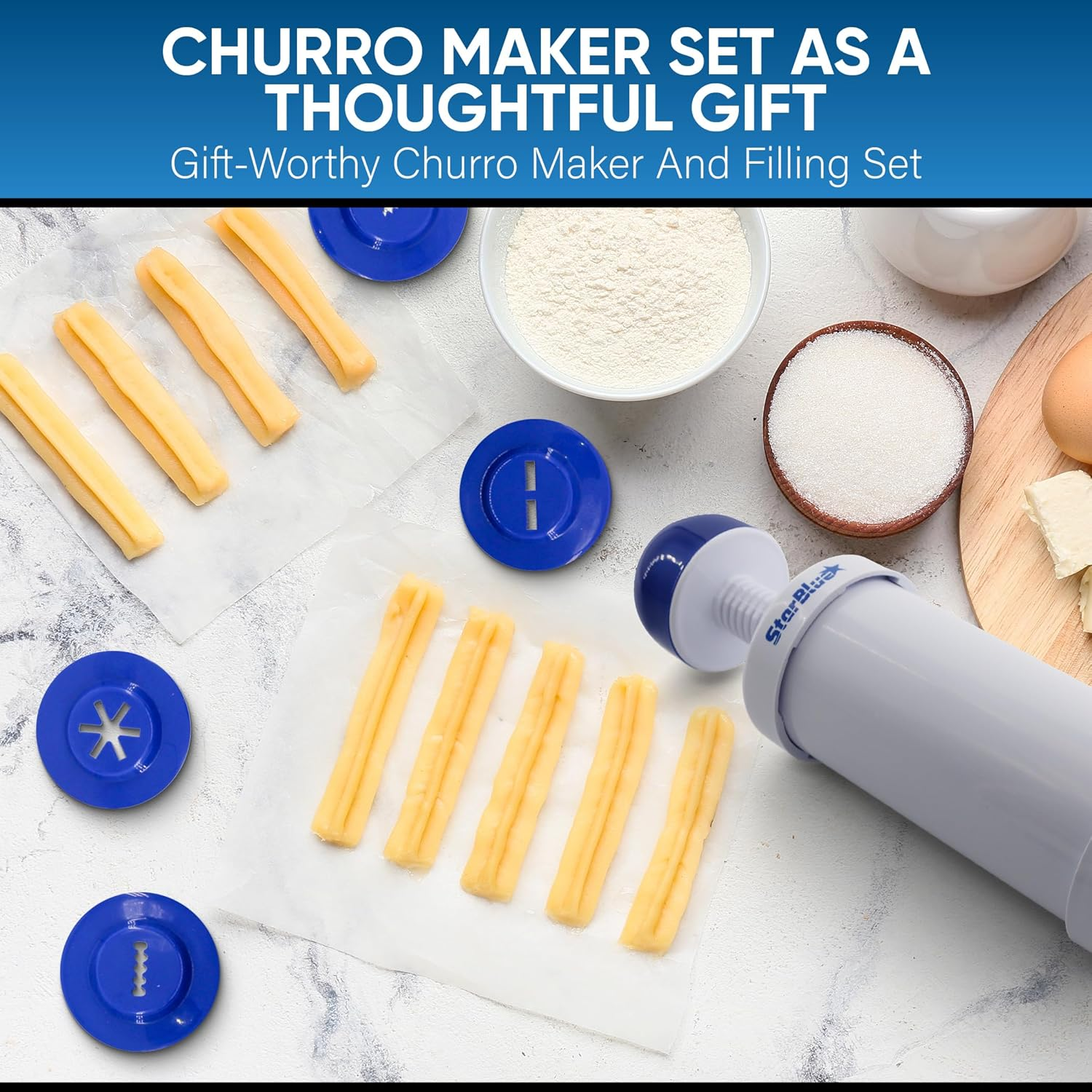 Starblue Churrera Churro Maker and Filler Set - Easy Piping Nozzle Tool for Deep Fry Stuffed Churro, SB-A818 image number 3