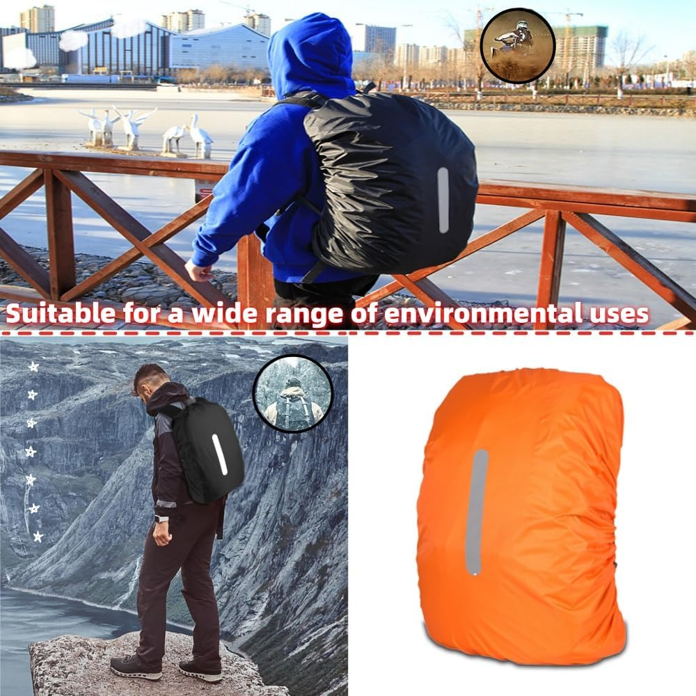 4-Piece Waterproof Rainproof Cover Backpack Cover with Reflective for Hiking Camping Trip Cycling Dust-Proof Anti-Theft Outdoor Activities