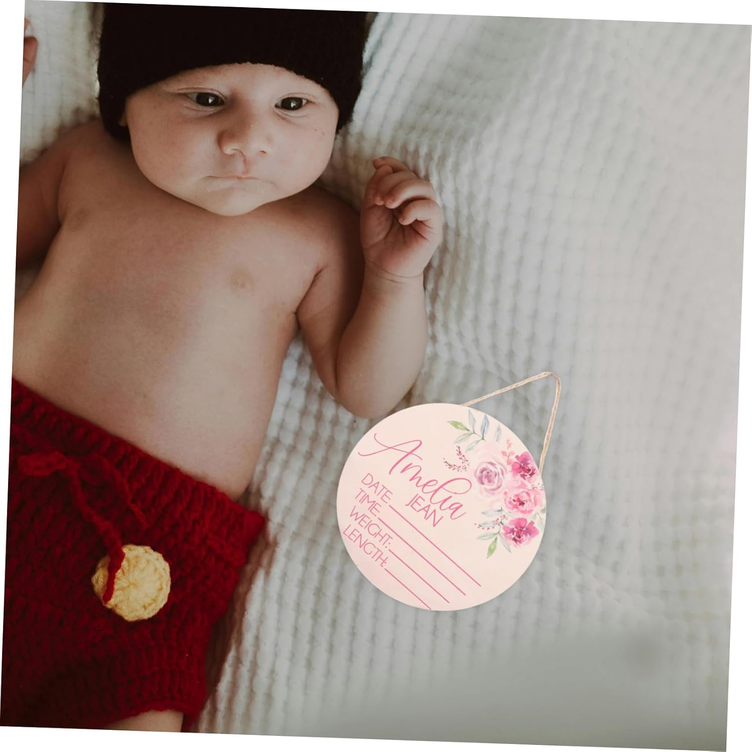 2Pcs Newborn Name Announcement Sign Wooden Birth Announcement Plaque for Nursery Decor Baby Name Sign Welcome Baby image number 6