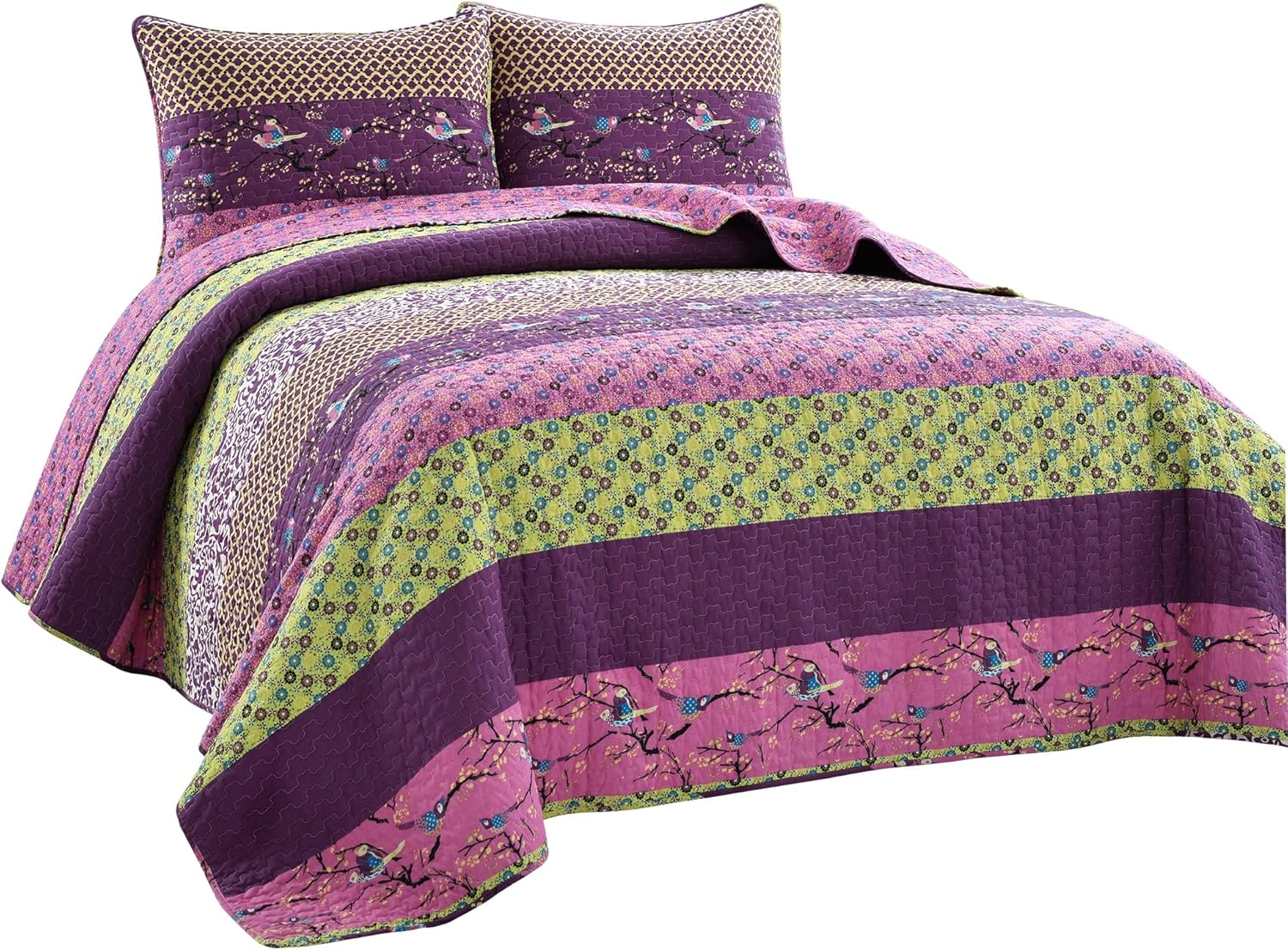 Lush Decor Royal Empire 3-Piece Quilt Set, King, Plum image number 4