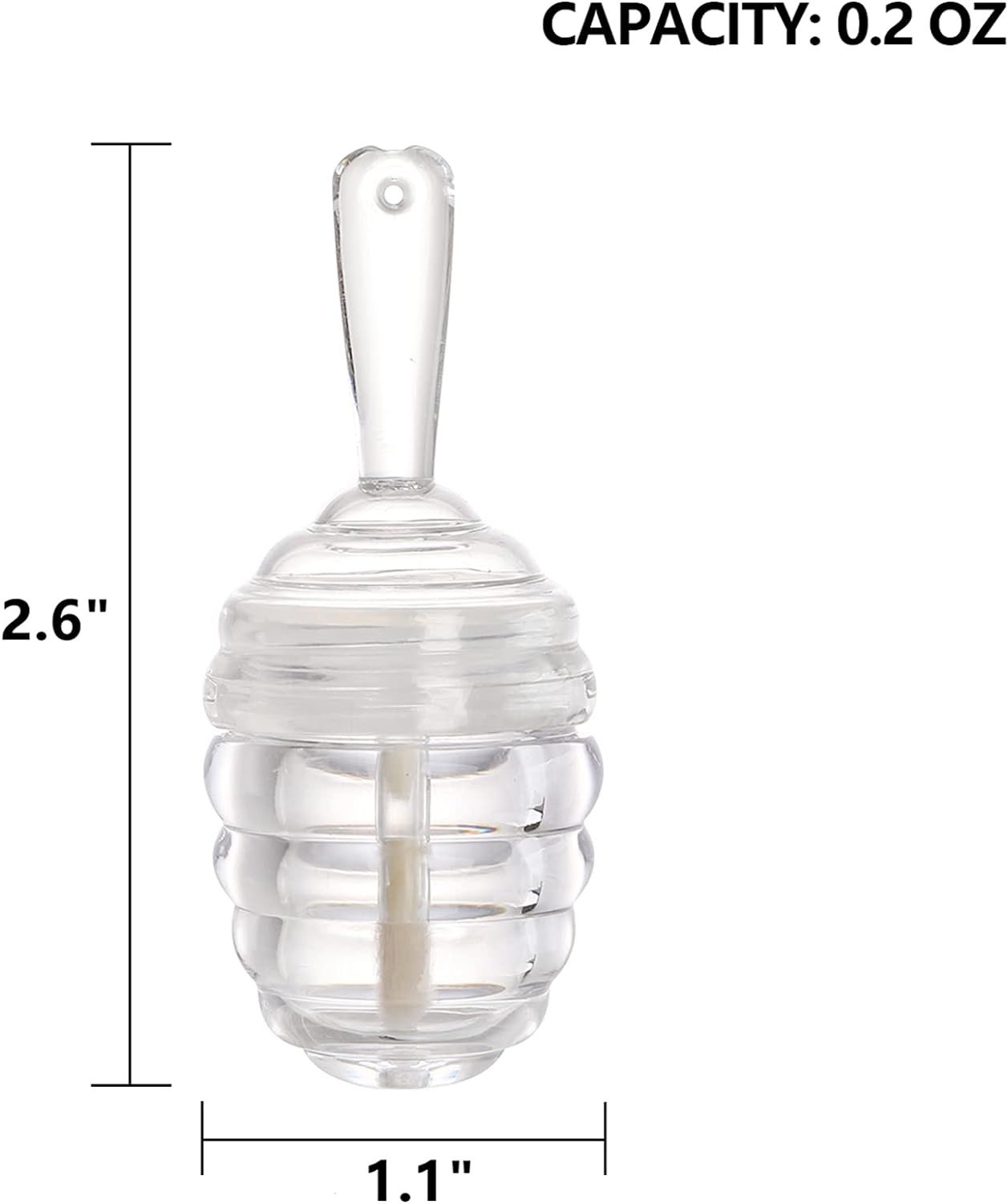 DEAYOU 30 Pack Empty Lip Gloss Wand Tubes, Honey Pots Shaped Refillable Plastic Lipgloss Containers, Mini Reusable Clear Lipstick Brush Bottles for Makeup, DIY Cosmetic Sample Bottle (0.2OZ/ 6Ml), Clear image number 6