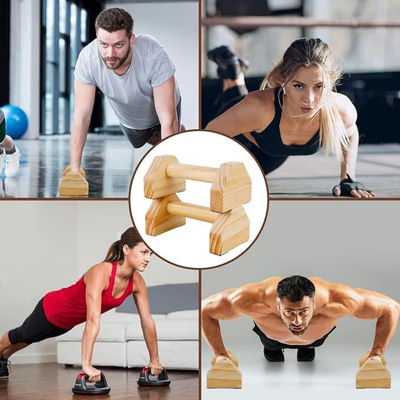 1 Pair Wooden Push up Handle for Floor with Accessories, Calisthenics Equipment for Handstand Pushups, Dips, L-Sit, Fitness Gymnastics, Home Workout, Durable & Stable Push up Bars for Men & Women
