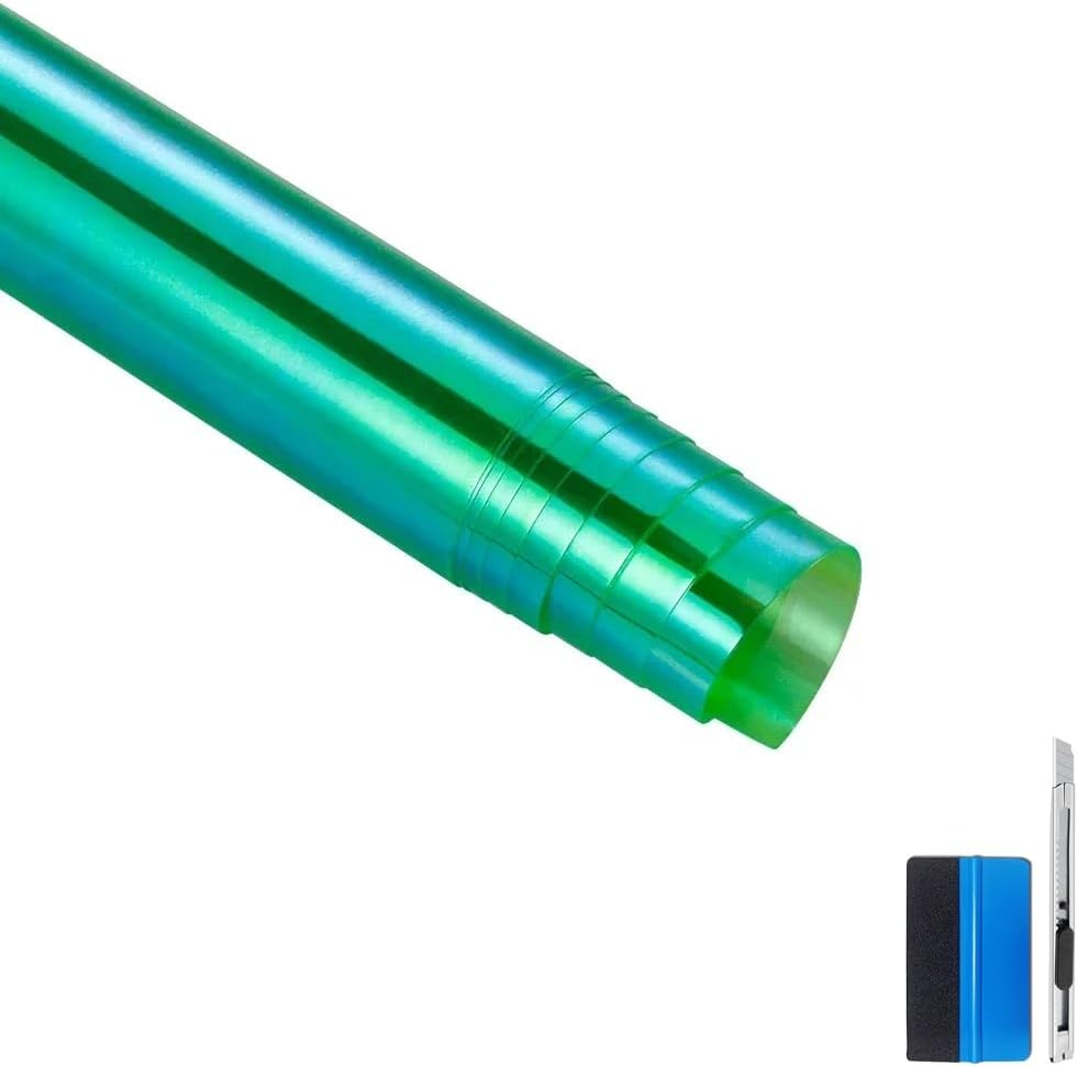 LZLRUN 12 by 48 Inches Self Adhesive Auto Car Tint Chrome Chameleon Headlight Taillight Fog Light Vinyl Smoke Film Sheet Sticker Cover (Chameleon Yellow)