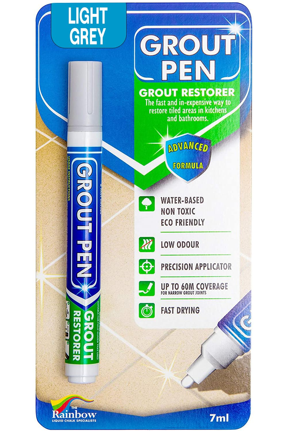 Grout Pen - Designed for Restoring Tile Grout in Bathrooms & Kitchens (Light Grey) image number 3