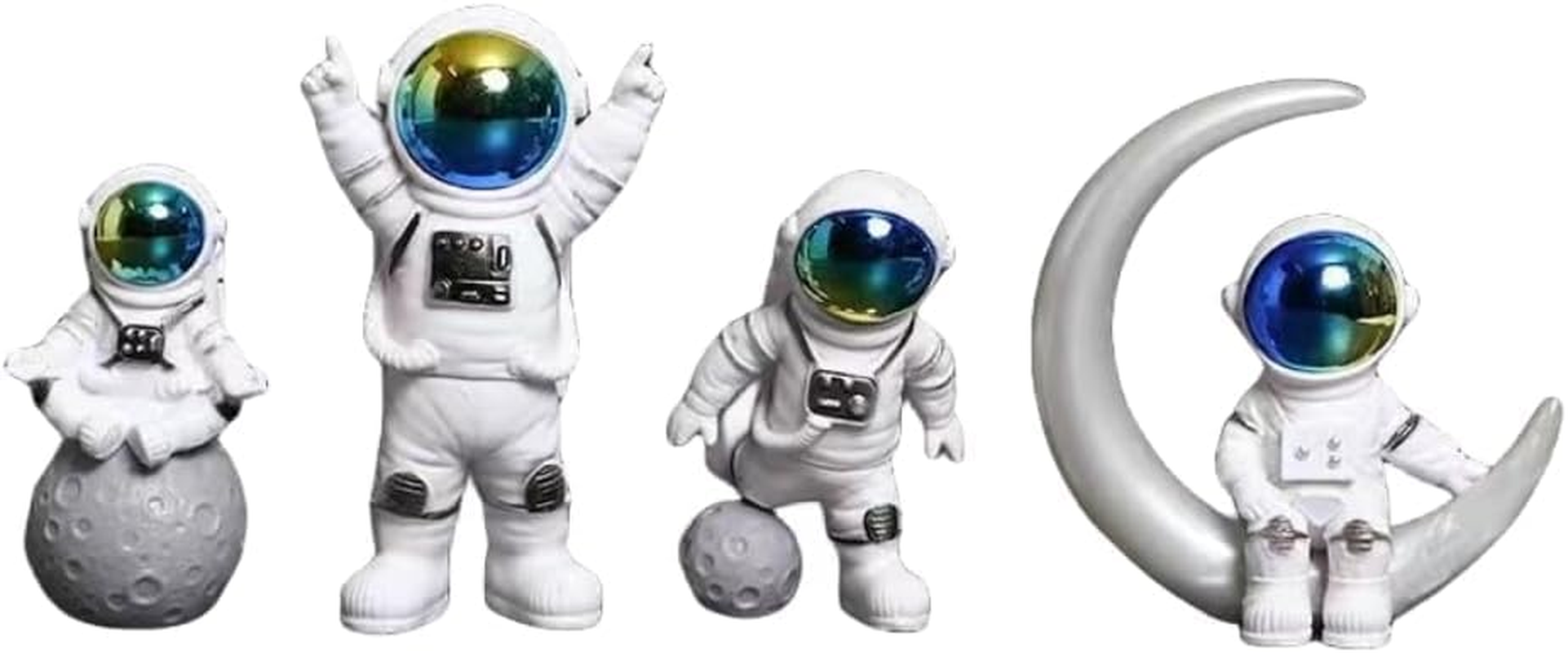 4 Pcs Miniature Astronaut Figurines Spaceman Statues Space Theme Desktop Decorations Cake Topper Cake Decorations Spaceman Astronaut Children Toys (Color Gradient)