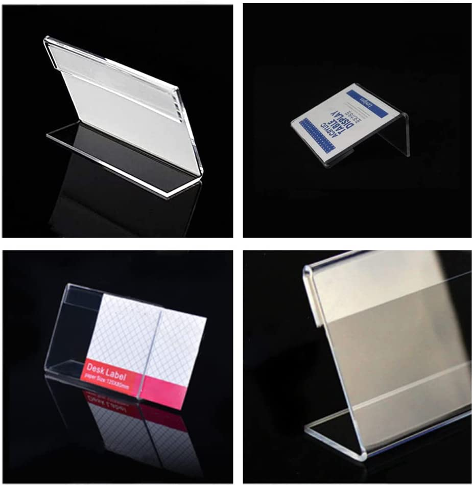 20 PCS Mini Sign Display Holder L Shape Sign Holders Acrylic Clear Sign Stand Card Holder for Price Card Tag Name Label Display(9 X 6 Cm) image number 3
