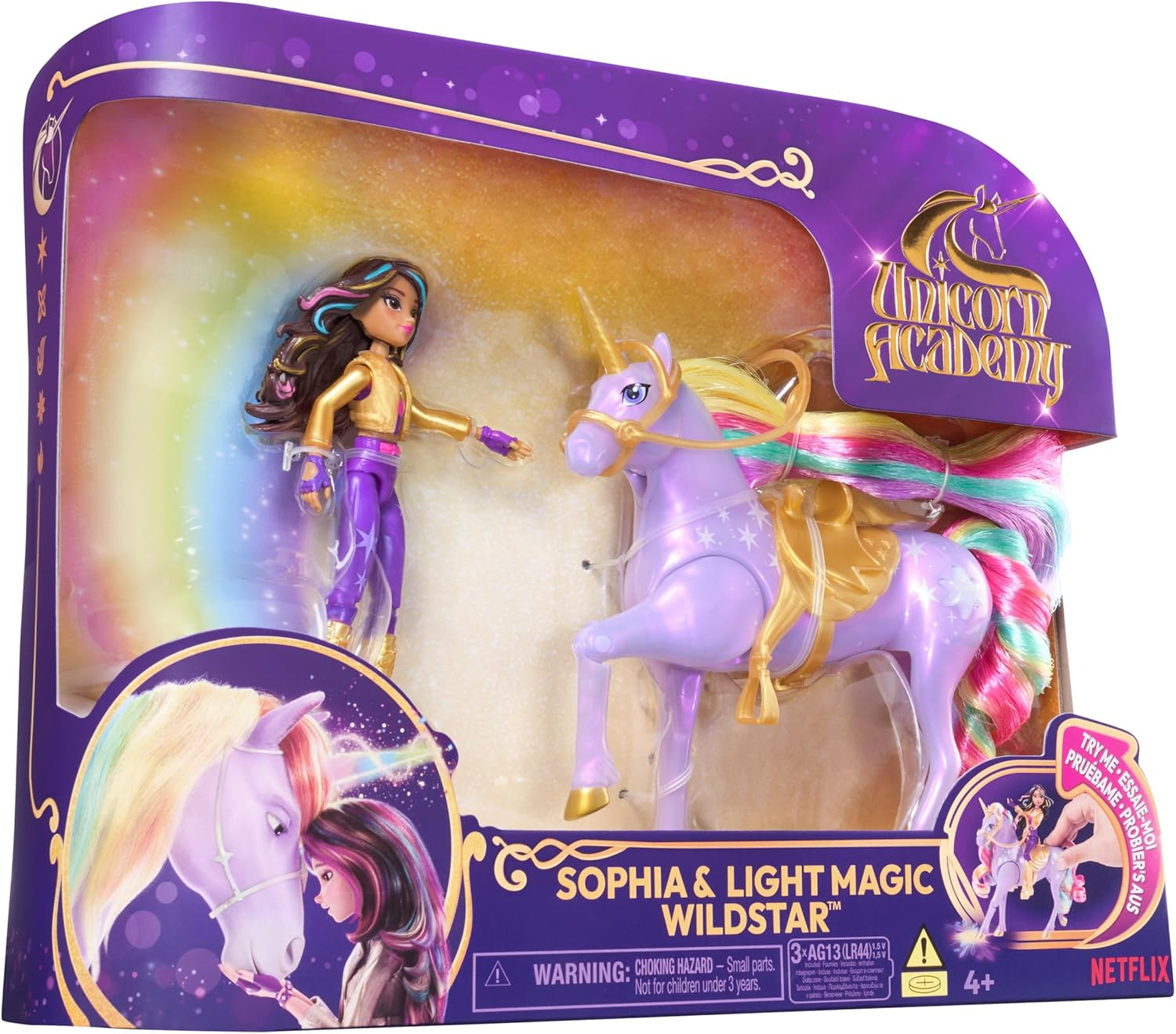 Unicorn Academy, Sophia & Light Magic Wildstar with Rainbow Light-Up Effects, 2 Riding Accessories, Dolls & Unicorn Toys for Girls Ages 4 and Up image number 6