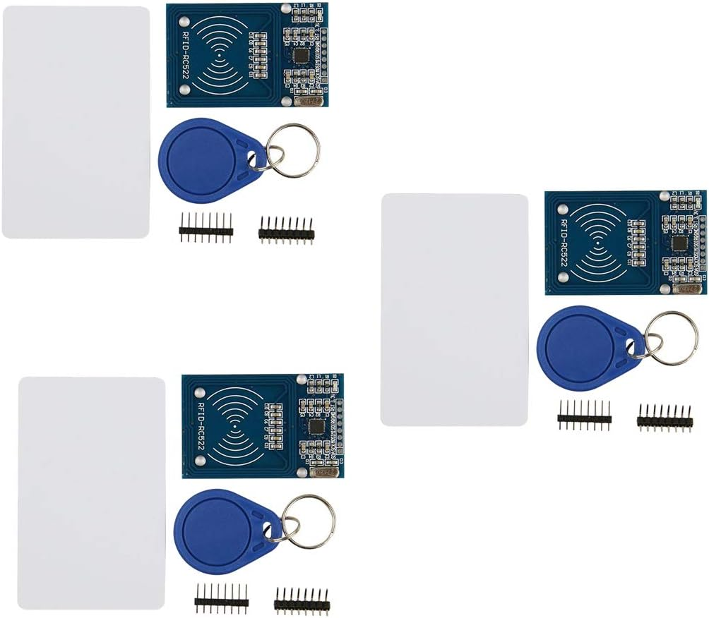Hiletgo 3Pcs RFID Kit - Mifare RC522 RF IC Card Sensor Module + S50 Blank Card + Key Ring for Arduino Raspberry Pi