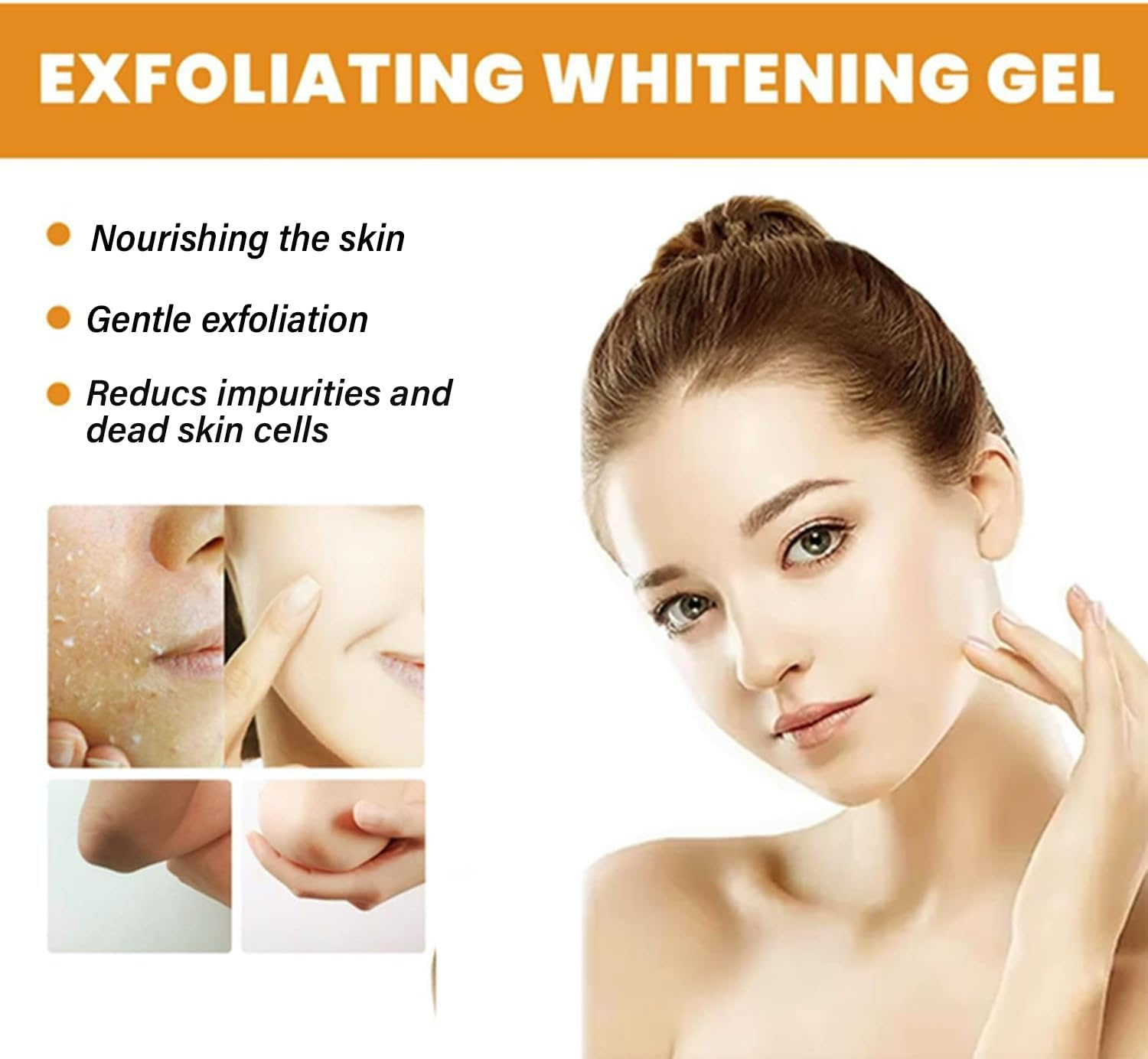 Orange Enzymes Exfoliating Brightening Gel, Purifying Exfoliating Gel for Deeply Cleansing, Facial Scrub with Vitamin C Smooth and Brightening Skin, Moisturizing and Nourishing for Dry Skin (1Pcs) image number 5