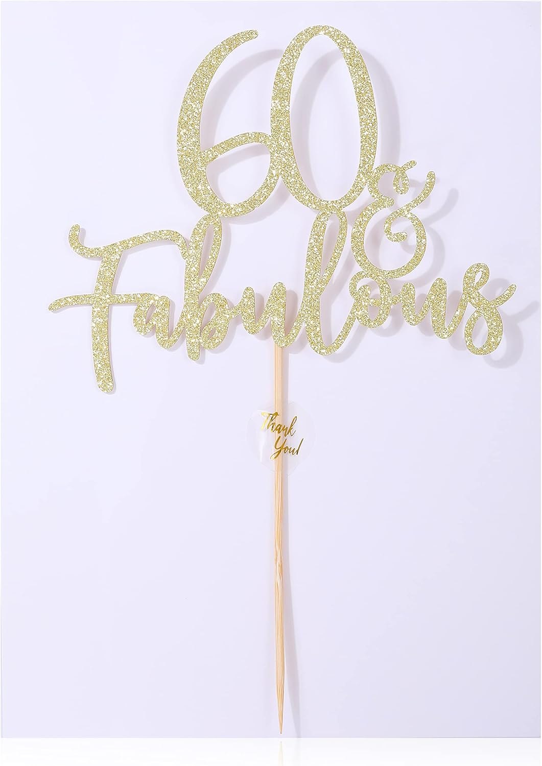 LOVENJOY 60 and Fabulous Cake Topper Gold Glitter for 60Th Birthday Party Cake Decoration Glittery image number 5