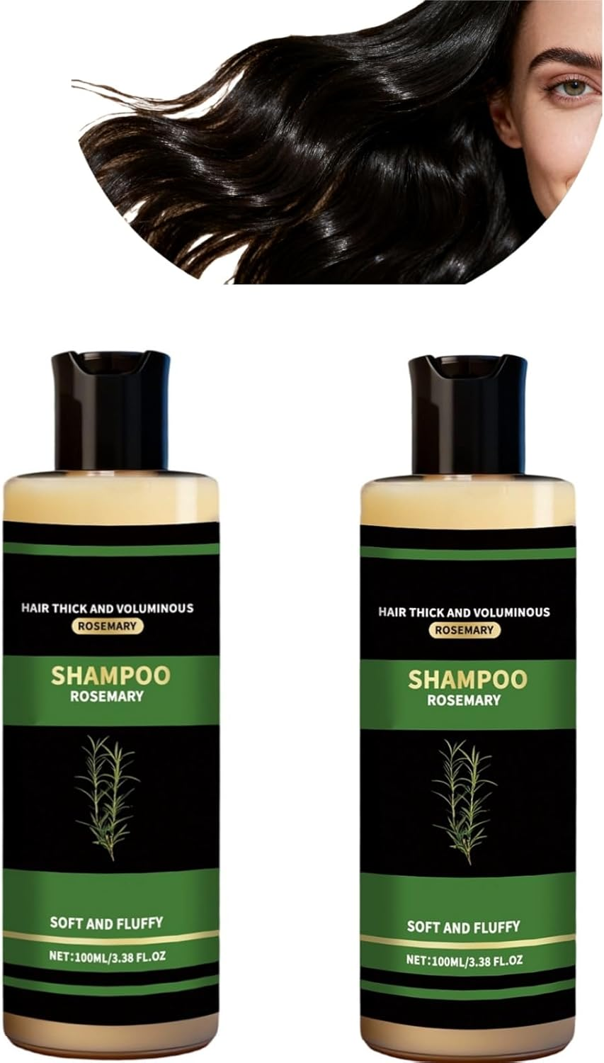 Rosemary Shampoo, Gentle Cleansing Formula for Full,Gentle and Mild,Leaves Hair Thick，Voluminous and Soft, Smoothing and Easy to Style, Long-Lasting Freshness,Lightweight (2PCS)
