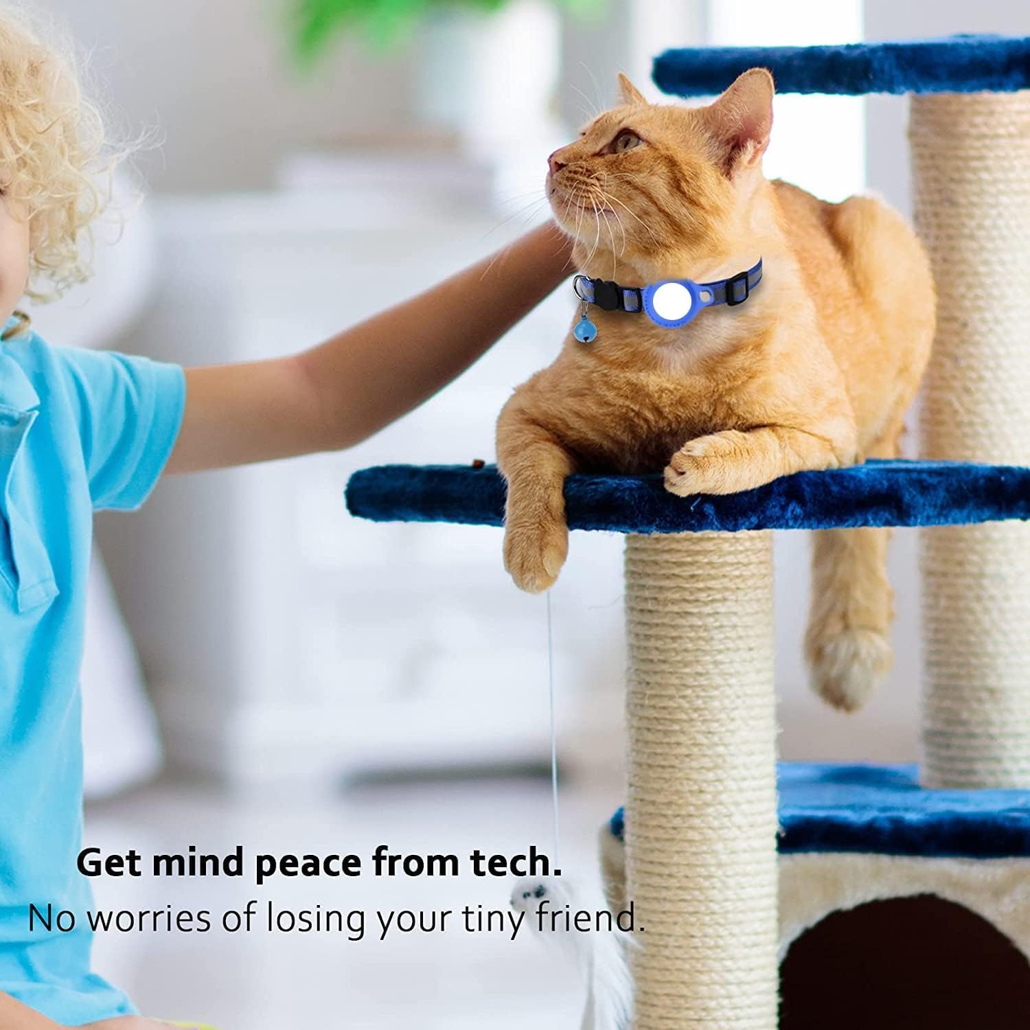 3 PCS Airtag Cat Collars, Reflective Kitten Collar with Breakaway Bell, Dog Collar Accessory with Safety Buckle for Apple Air Tag, Cat Collar Waterproof Airtag Holder Quick Release for Puppy (PK)