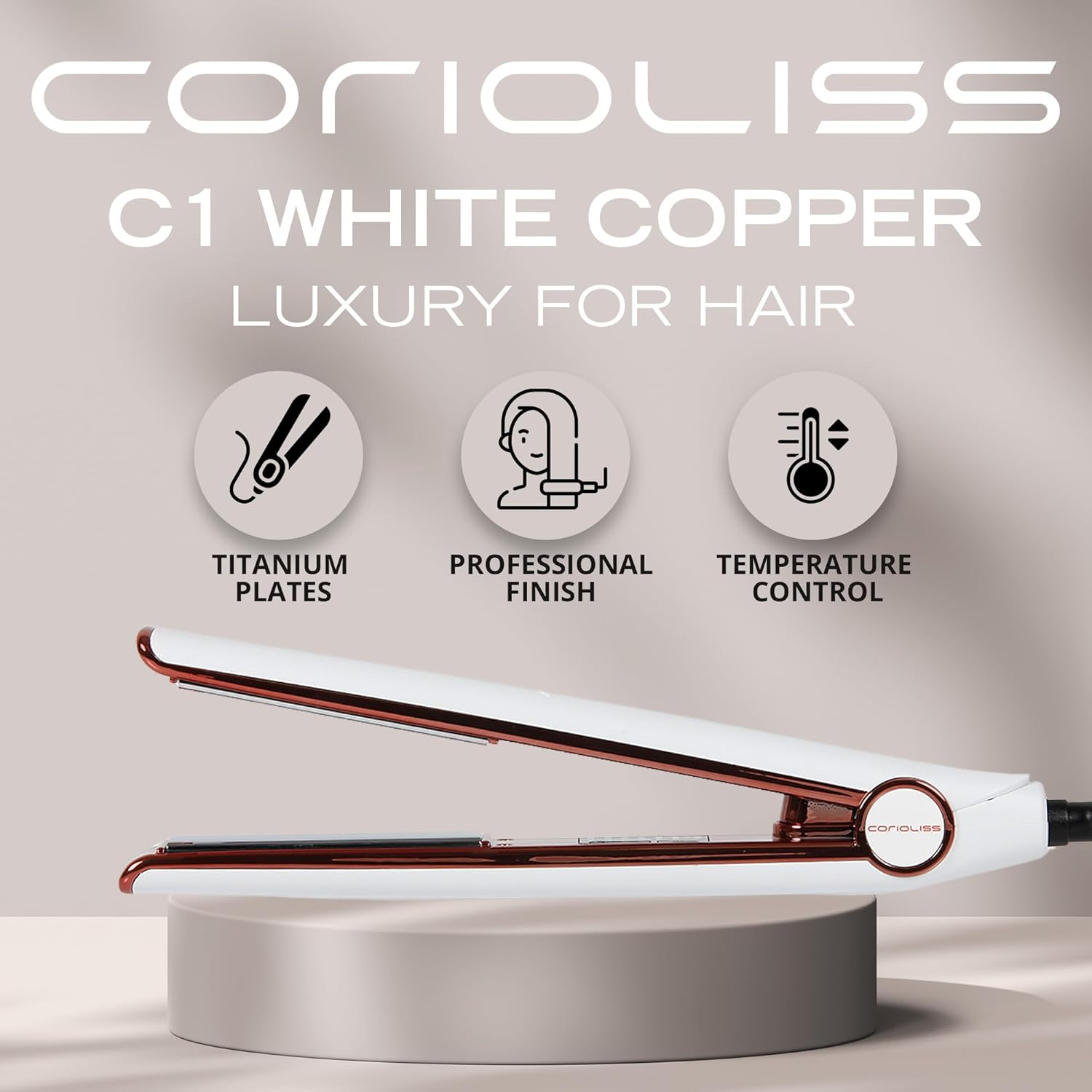 Corioliss C1 Digital Hair Straightener for Women Professional Titanium Plates Flat Iron (White Copper) - Leopard Gold image number 5