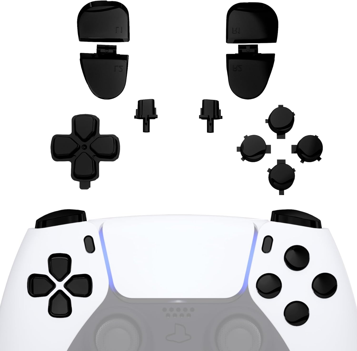 Extremerate Replacement D-Pad R1 L1 R2 L2 Triggers Share Options Face Buttons, Chrome Pink Full Set Buttons Compatible with Ps5 Controller BDM-030 BDM-040 BDM-050 - Controller NOT Included