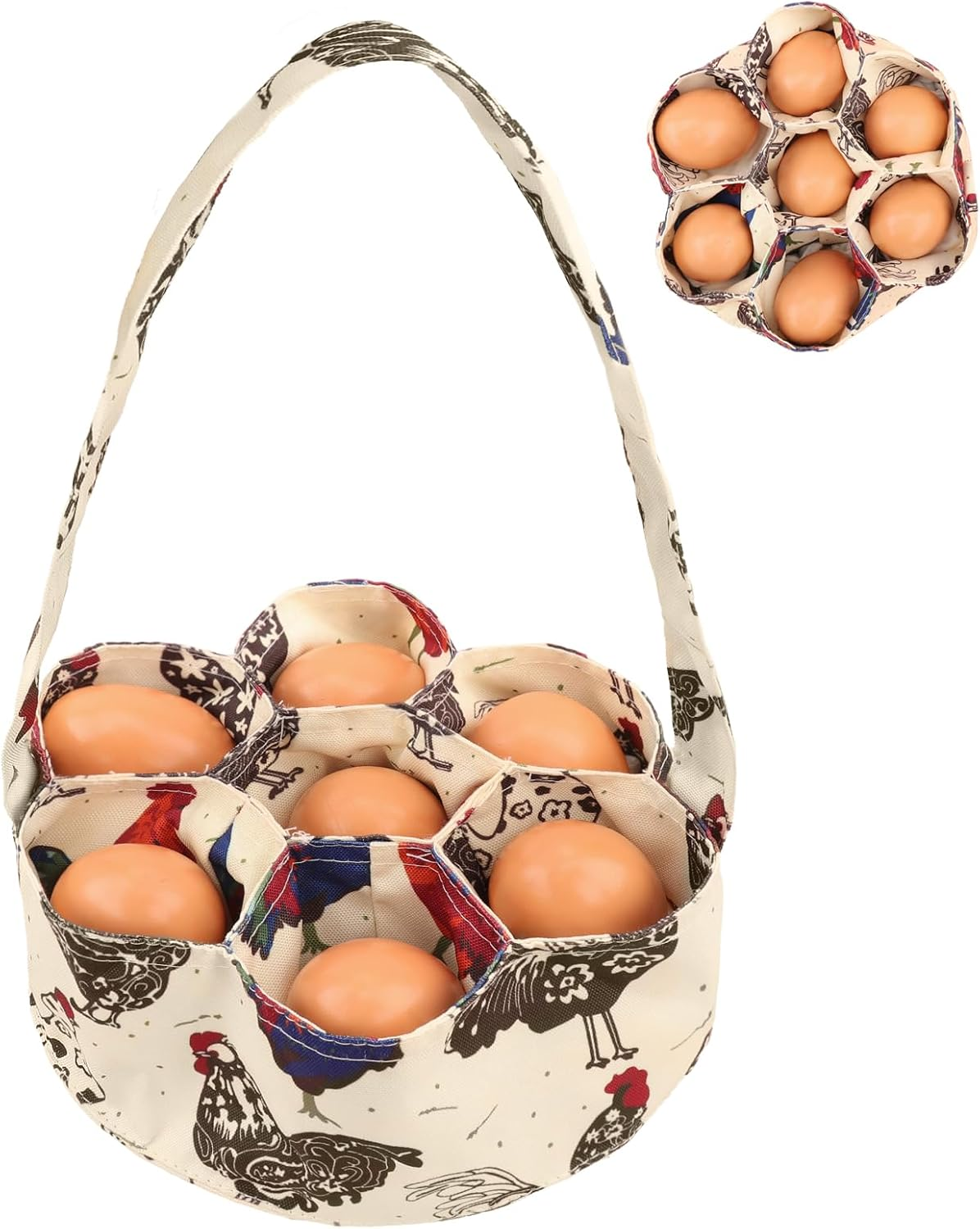 Egg Bags Hossmily Egg Basket Mini Egg Collecting Basket Egg Gathering Basket with 7 Pouches for Farmhouse Chicken Hen Duck Goose Housewife Garden Transporting Storage- 1 Pack image number 2