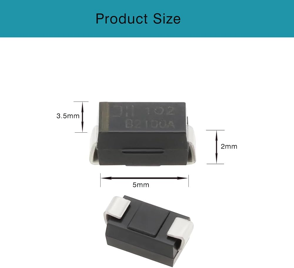 Rectifier Diode Chip SMD Rectifier Diode Bass Module B2100A-13-F Schottky Chip SMD for Module Internal Circuit Board Control Power Supply 10Pcs (10)