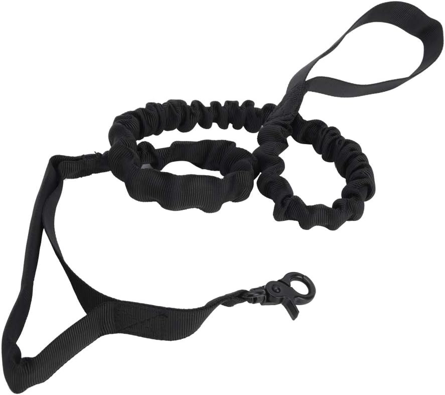 EVTSCAN Dog Traction Rope, Outdoor Tactics Nylon Training Elastic Pet Dog Traction Leash Rope for Walking Camping(Black)