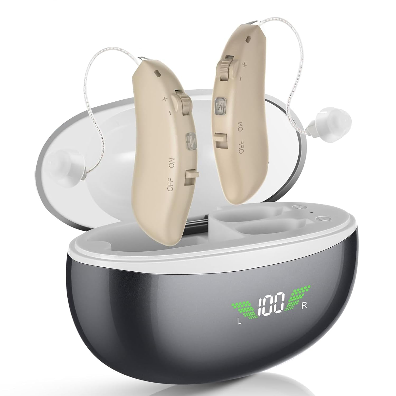 Hearing Aids for Seniors Rechargeable with Noise Canceling, Hearing Amplifier for Adults, Sound Amplifier for Hearing Loss - in Ear - with Volume Control (Black) image number 4