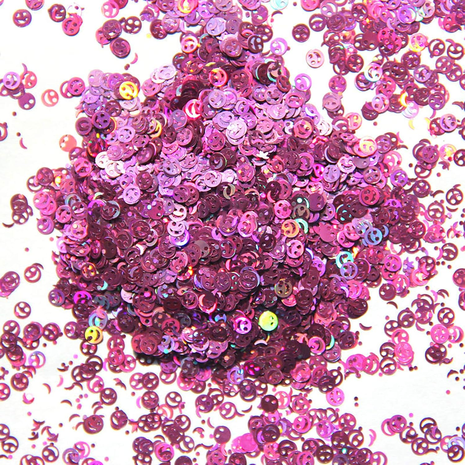 1 Pack Nail Art Sequins for Nail Art Manicure Eye Make up Decoration Pink Smiley Nail Sticker image number 3