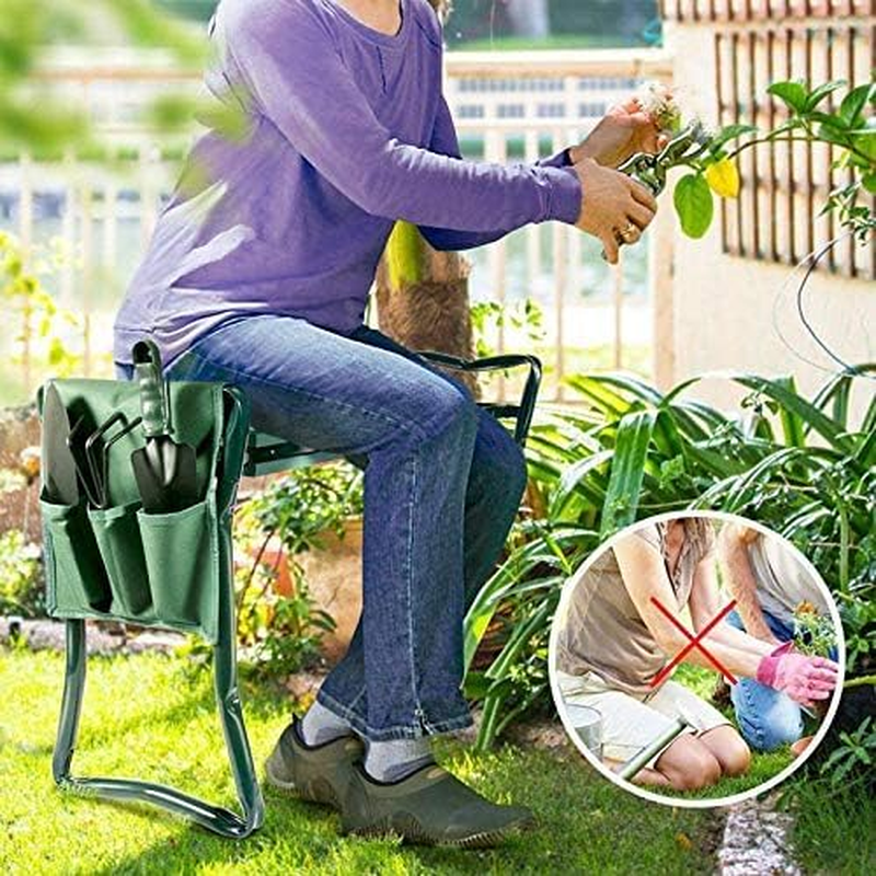 Garden Kneeler Seat, with Upgraded Thicken Kneeling Pad and 2 Large Tool Pouch, Foldable Stool 330Lb Capacity-Protects Your Knees, Clothes from Dirt & Grass Stains (Light Green-1Bag) image number 6