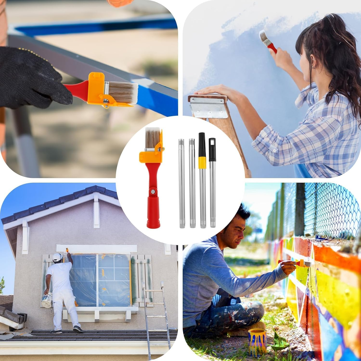 Wall Paint Rollerwith Extension Pole, Wall Paint Brush Extension Pole Kit,Paint Edger Roller Brush Wall Paint Roller with Extension Pole,Paint Edgerroller Brush Wall Paint Roller with Extension Pole image number 4