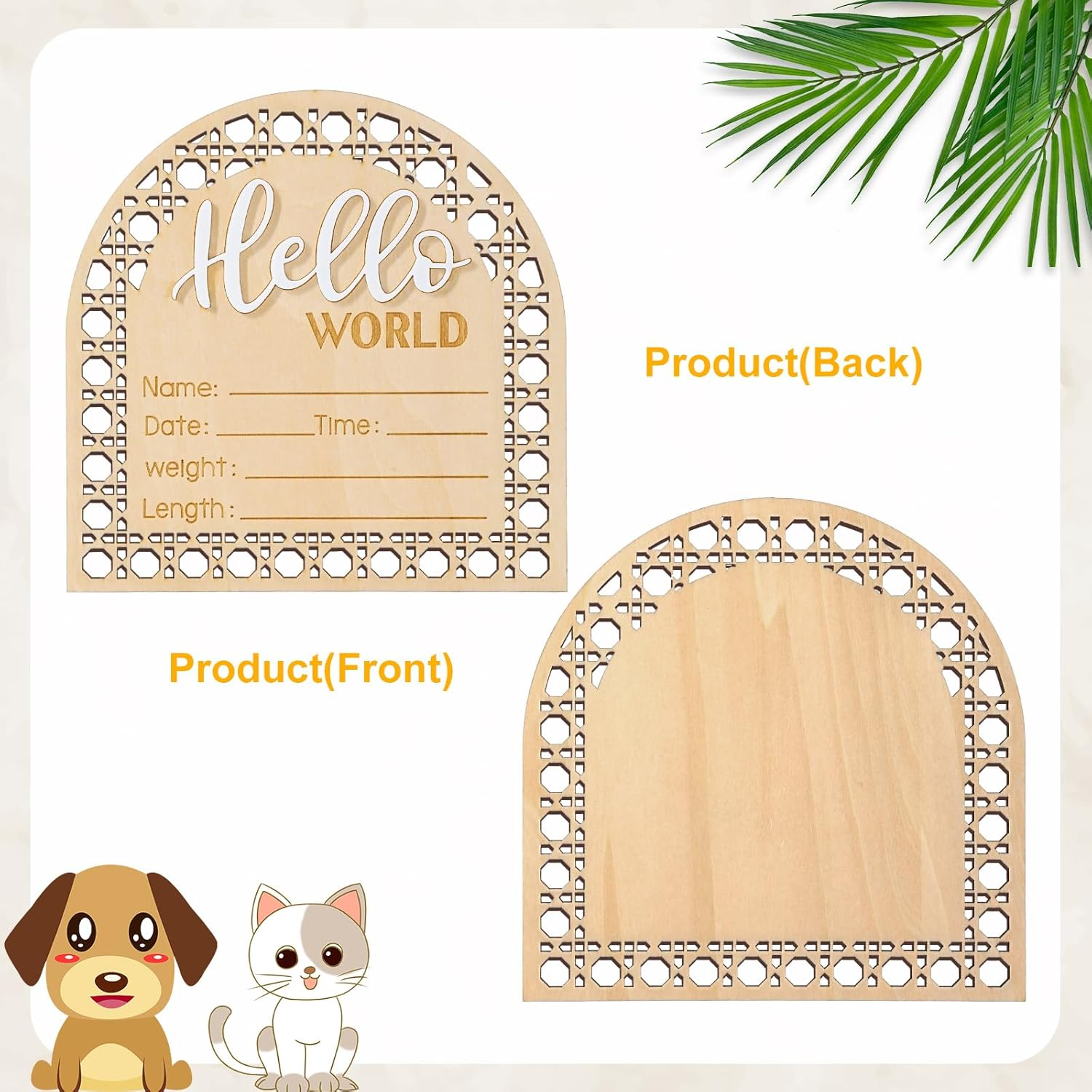 SAVITA Baby Announcement Sign, 5.5 Inch Wooden Rustic Hello World Welcome Newborn Sign, Perfect for Baby Shower, Nursery, Photo Prop image number 4