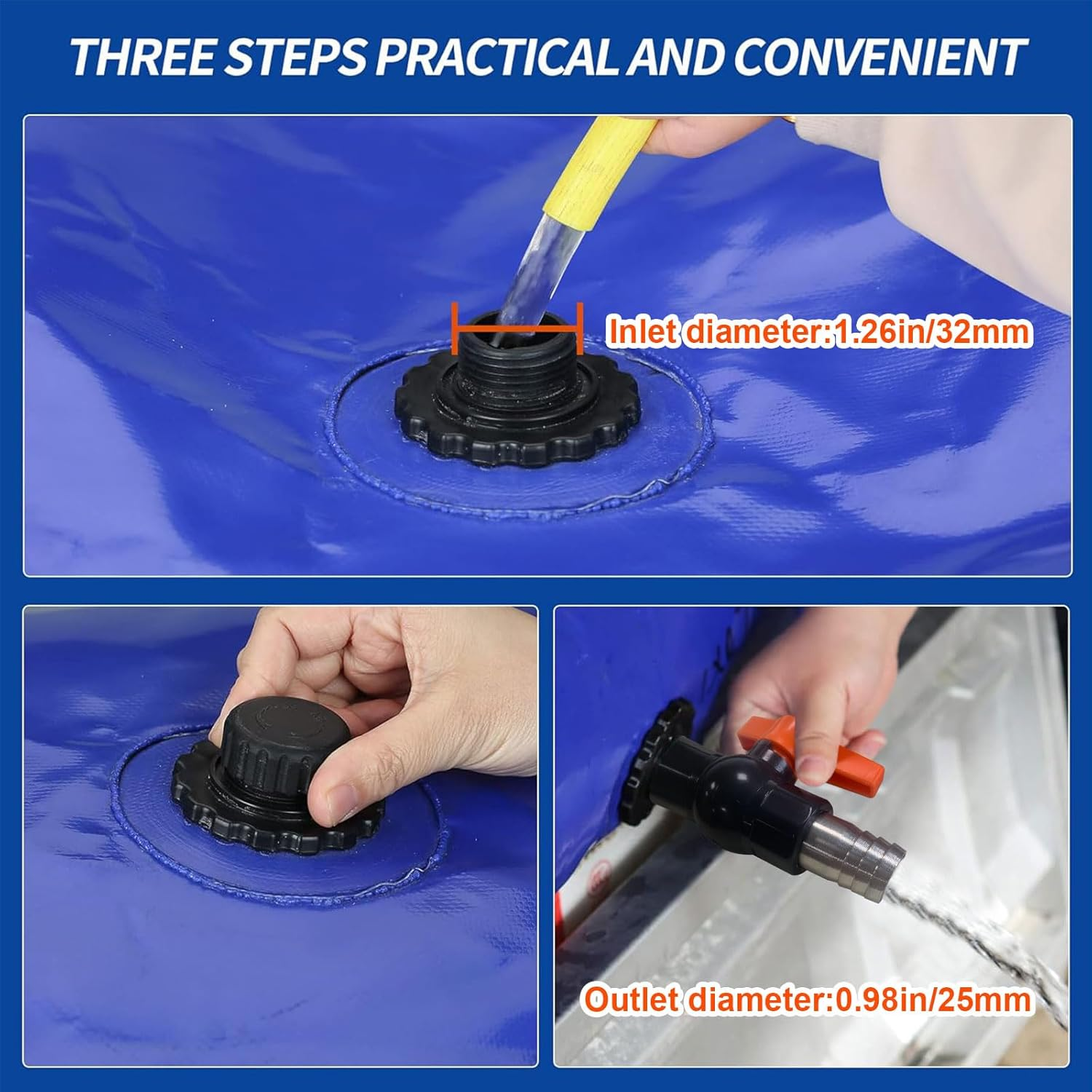 MXQMKL 760L/200Gal Water Bladder Storage Containers, Foldable Portable Water Tank Large Capacity Soft Water Bag, Drought Resistance, Fire Prevention, Emergency Water