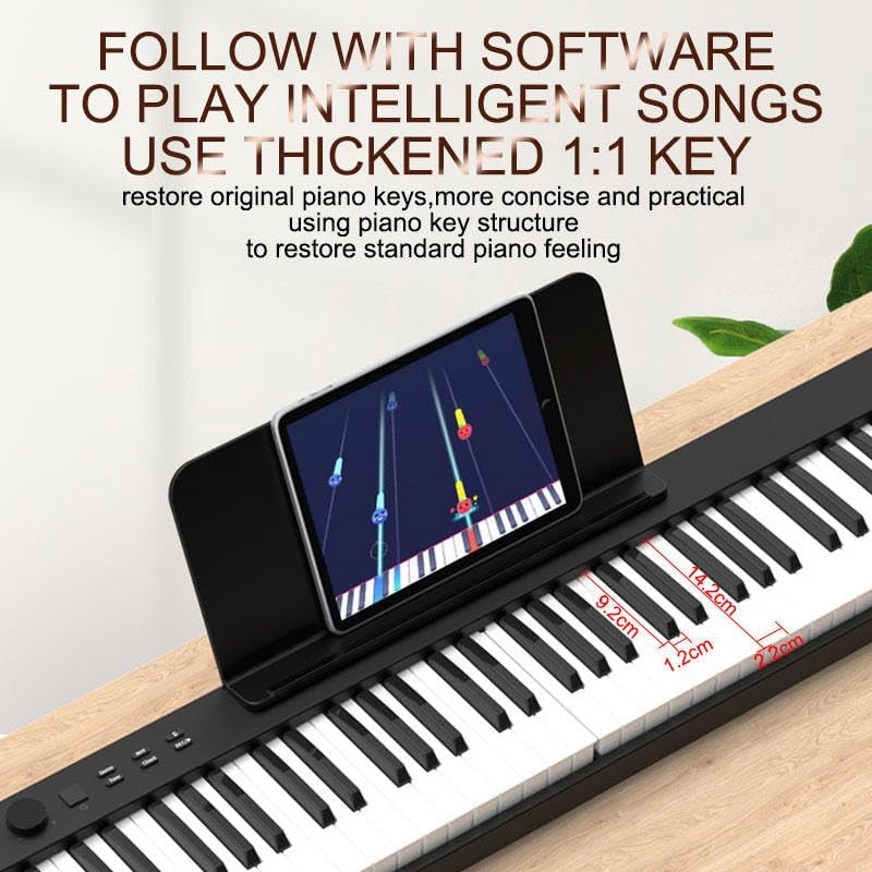 Folding Piano Keyboard 88 Keys Full Size Semi-Weighted Digital Piano for Beginners with Sustain Pedal Piano Bag (Black) image number 2