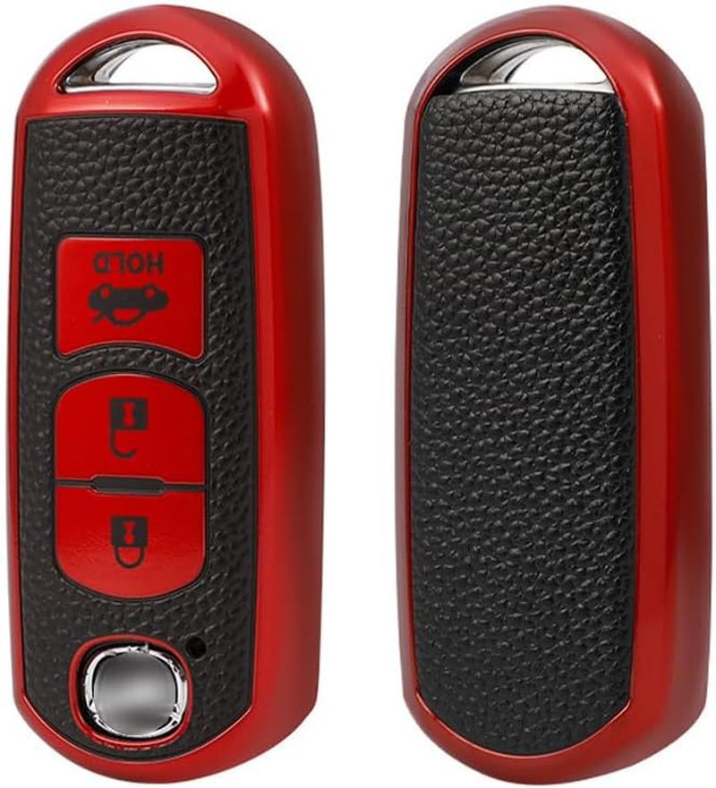 Ontto TPU Car Key Fob Case Cover Fit for Mazda 2 3 6 Atenza Axela Demio CX-5 CX5 CX-3 CX7 CX-9 2015 2016 2017 2018 2019 Keyless Entry Remote Key Shell Key Bag Protector Accessories 3 Buttons Silver A