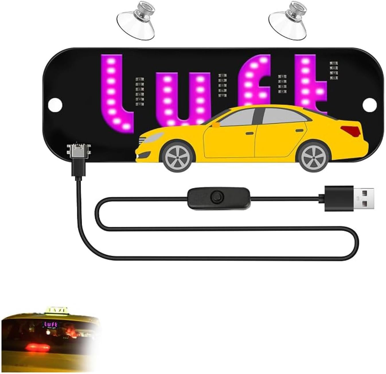 Led Light Signs for Car,Led Sign Decal Stickers with Suction Cups,Windshield Light Sign,Usb-C Cable,Flashing Hook on Car Window LED Bright Lights USB Plug(Pink) image number 5