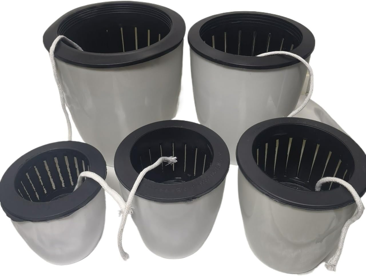 5PCS Plant Self Watering Plastic Flowerpot, White Modern Plastic Flowerpot, Succulent Orchid Indoor Flowerpot, with Inner Mesh Size 4''4.2'' 4.6 '' 5''6.6 '' image number 4