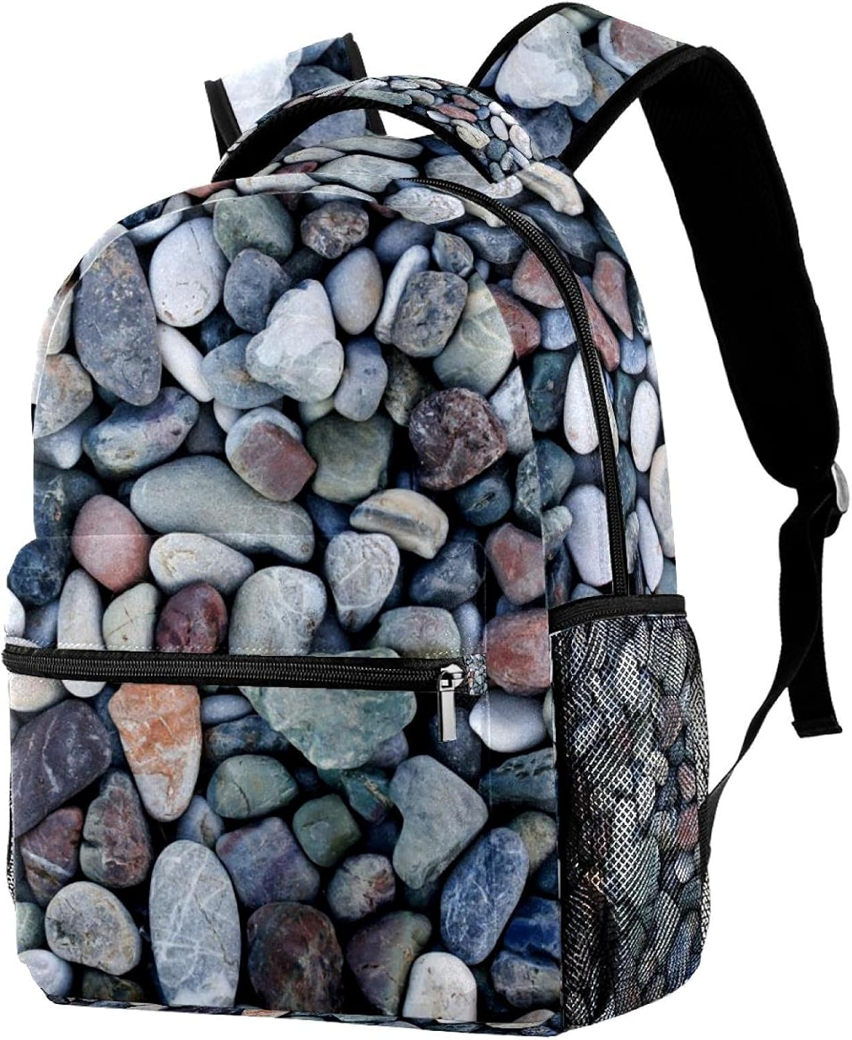 Round Sea Stones Pebbles Backpack Students Shoulder Bags Travel Bag College School Tote Backpacks image number 4