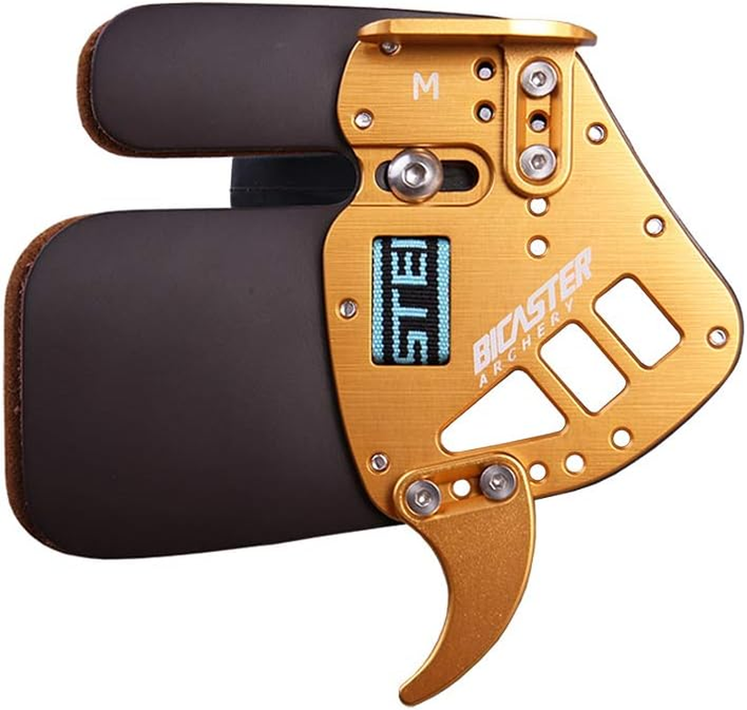 Bicaster Archery Finger Tab Guard Protection Genuine Leather + Aluminum Right Hand for Traditional Bow Hunting Shooting