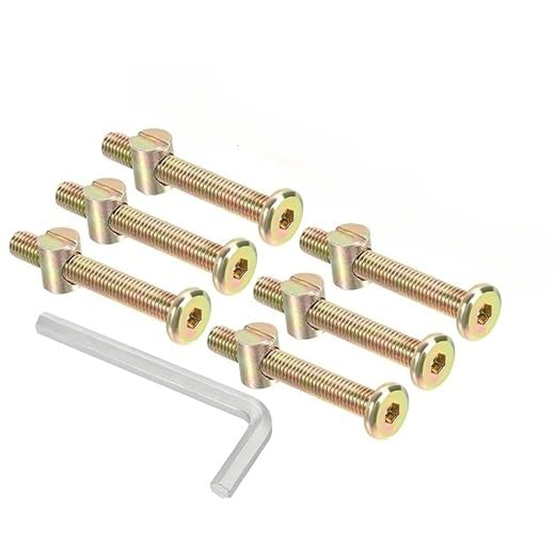 Eisbiek M6 X 50Mm Bunk Bed Bolts, 6 Pack Hex Drive Socket Cap Barrel Screws Bolt Nuts Assortment Kit with 1Pcs Wrench for Furniture Bed, Zinc-Plated. (Zinc-Plated, 6 Set M6X50) image number 5