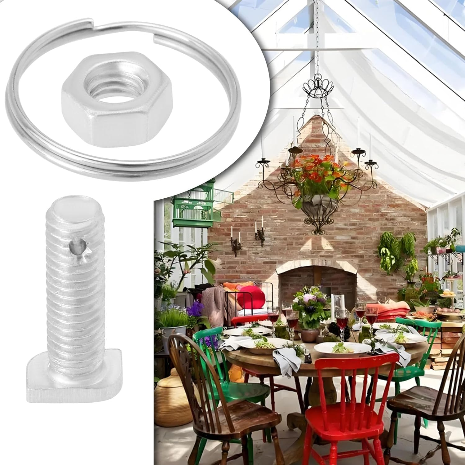 LT Easiyl 15PCS Greenhouse Bolts with Rings Suitable for Greenhouse Glass Rod Channels from 6.5Mm -10.5Mm Wide for Climbing Plants, Building Greenhouse 22X10Mm Silver image number 5