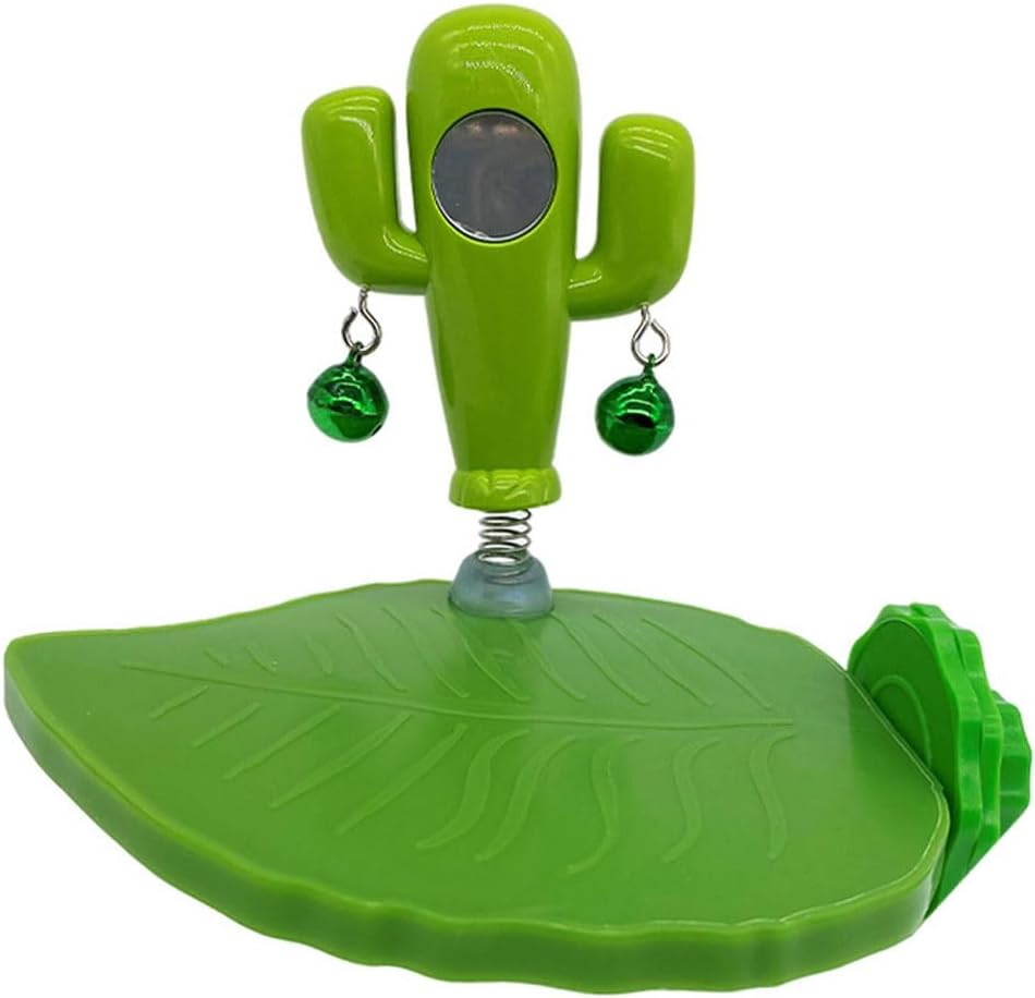 AIMALL Natural Bionic Bird Perch Platform with Bell & Mirror, Parrot Cage Toy - Non-Slip Large Nut Design, Chewable Play Stand for Parakeets, Cockatiels & Small Birds