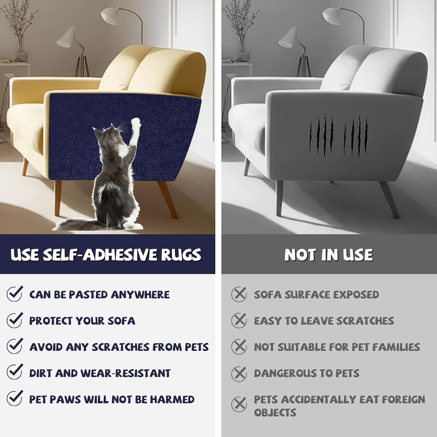 Cat Scratching Mat, Self-Adhesive Scratch Mat, Cat Scratch Protection, Sofa Cat, Scratch Mat Cat Wall, Scratch Wall for Cats, Cat Scratching Mat for Protects Furniture, Couch, Sofa, Wall, Door (Dark image number 1