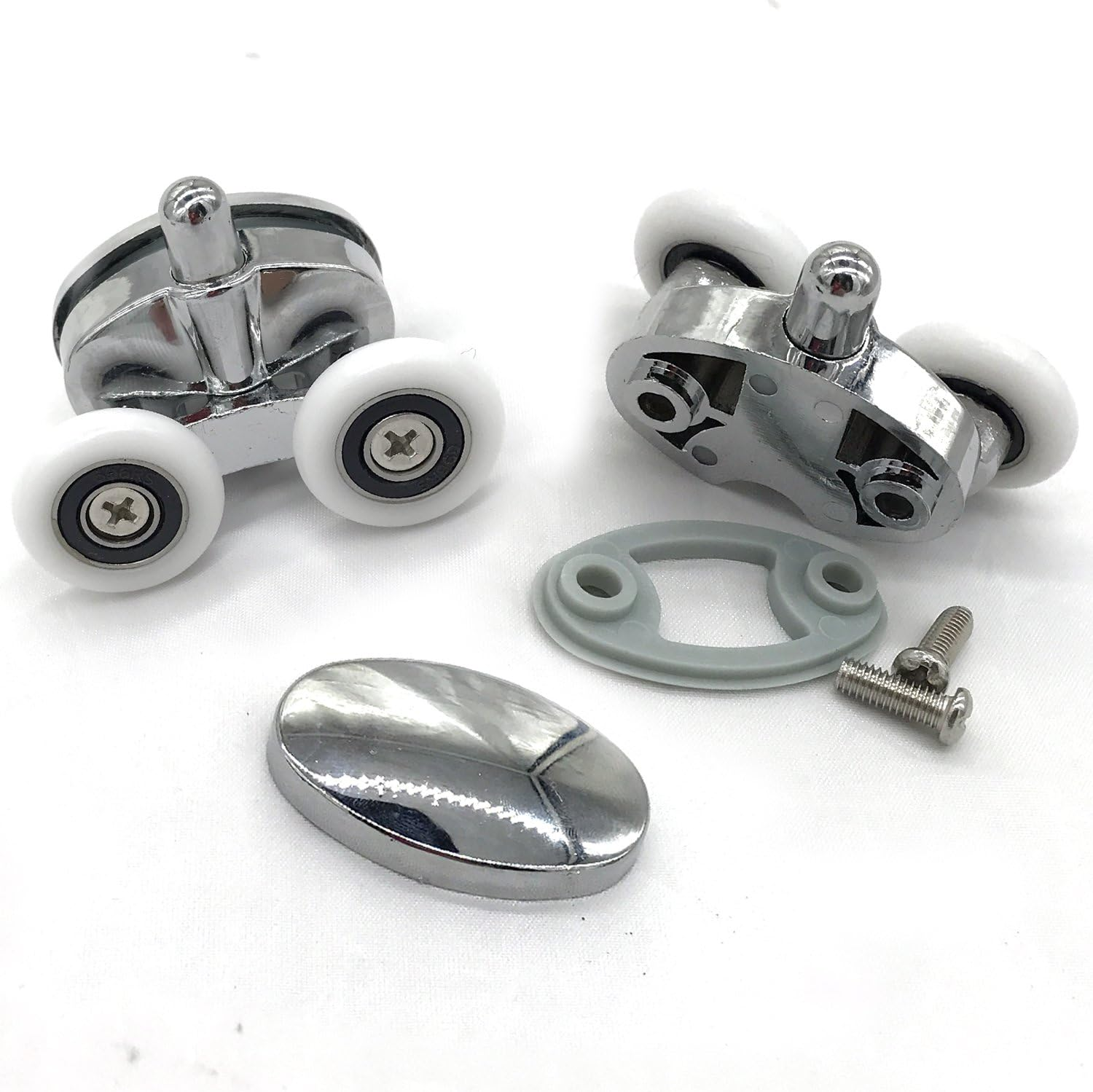 Set of 4 New Oval Butterfly Twin Wheel 23Mm Shower Door Rollers (Diameter 23Mm2Top2Bottom) (23Mm Distance :27Mm) image number 1