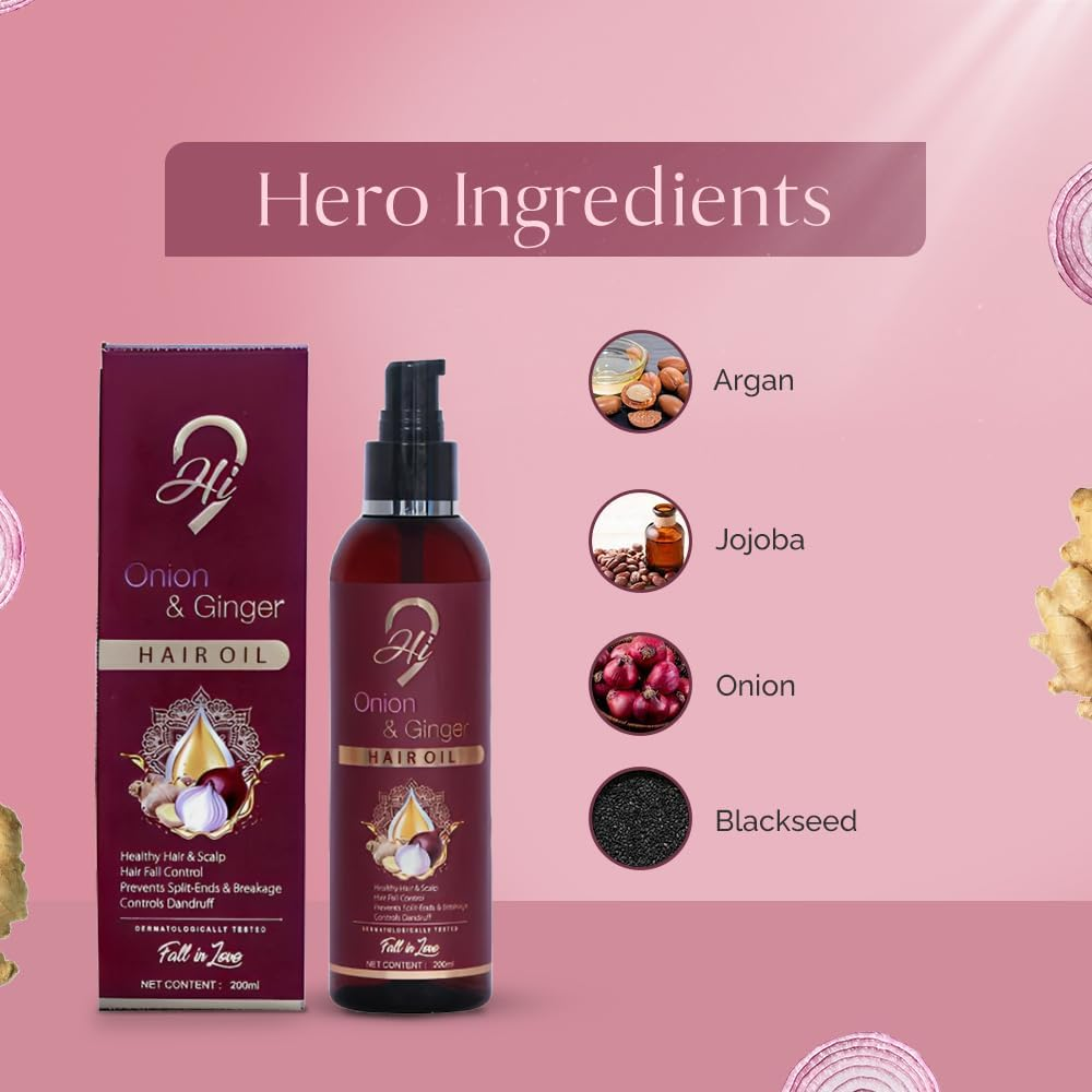 Hi9 Onion & Ginger Hair Oil, Hair Fall Control Healthy Hair image number 1