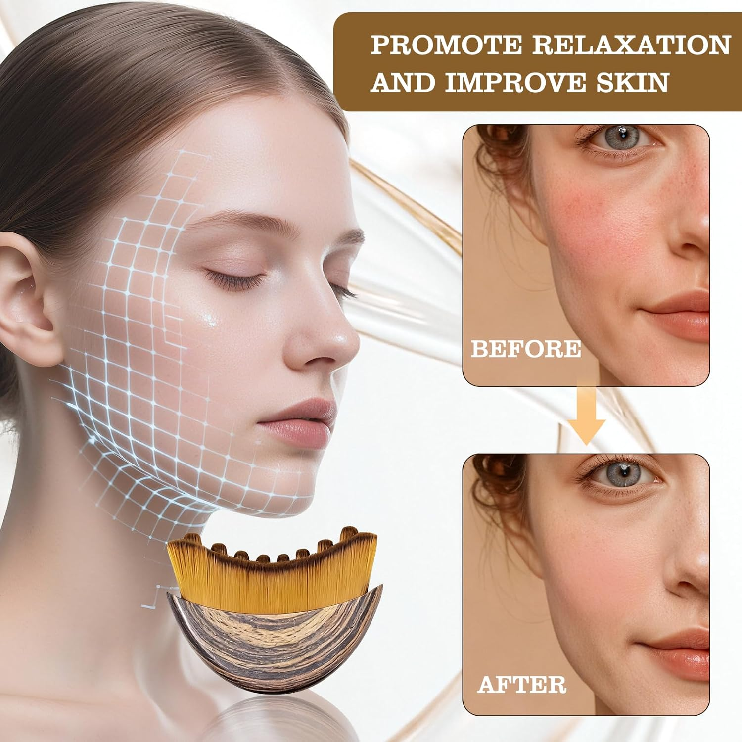 1/2 PCS Lymphatic Contour Face Brush for Sculpting &ndash; Lymphatic Drainage Massager for Face, Anti-Puffiness, Detox & Lift, Relieve Fatigue, Improves Skin Glow & Absorption image number 4