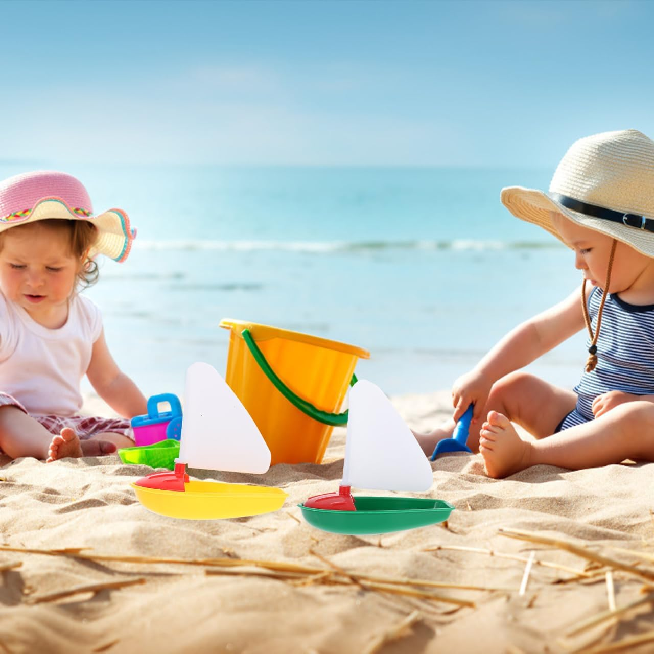 Abaodam Water Sailing Toys 3Pcs Mini Plastic Sailboat Bath Toys for Kids Floating Educational Pool Play Boats image number 2