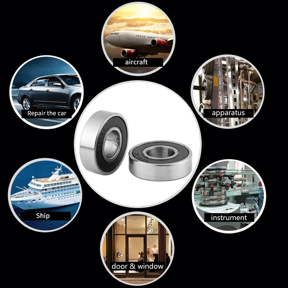 10 Pcs Multi-Use Rubber Sealed Deep Groove 6001-2RS Mini Ball Bearings(12X28X8Mm) image number 5