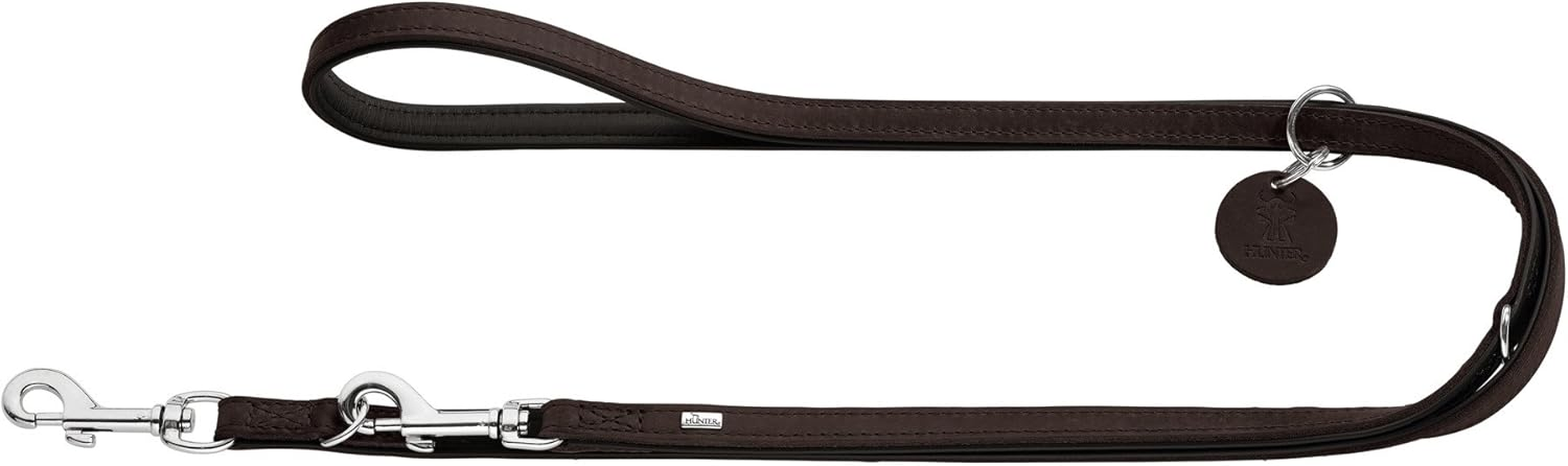 Hunter Adjustable Leather Dog Lead, Colour: Purple, Extra Durable, 3-Way Adjustable, with Leather Key Ring, Made in Germany, Size: 13/200