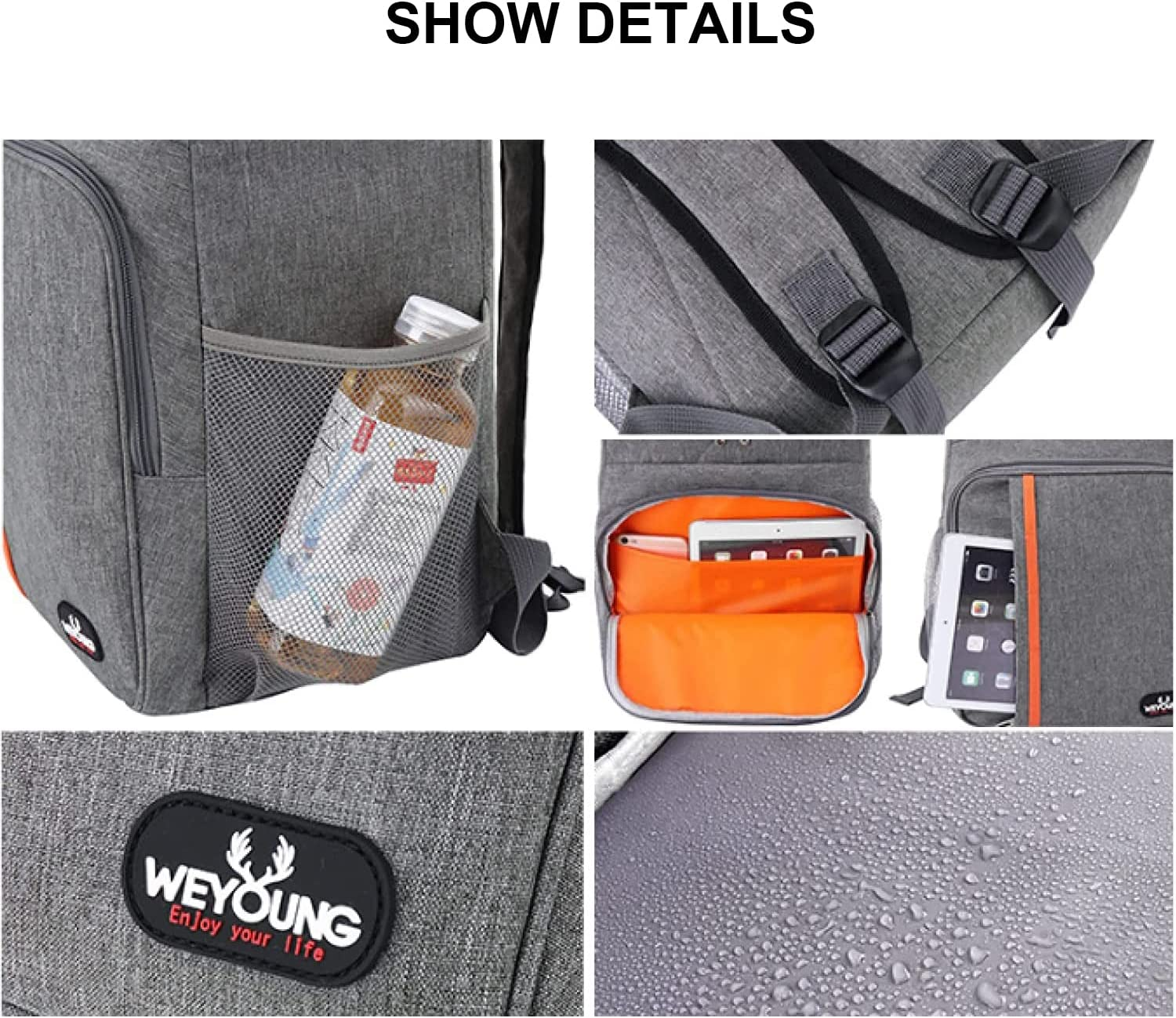GIOD Picnic Backpack, Comfortable Insulated Cooler Backpack, Keep Cool, Waterproof and Leakproof Large Capacity Cooler Bag, Outdoor Travel Backpack (Grey) image number 5