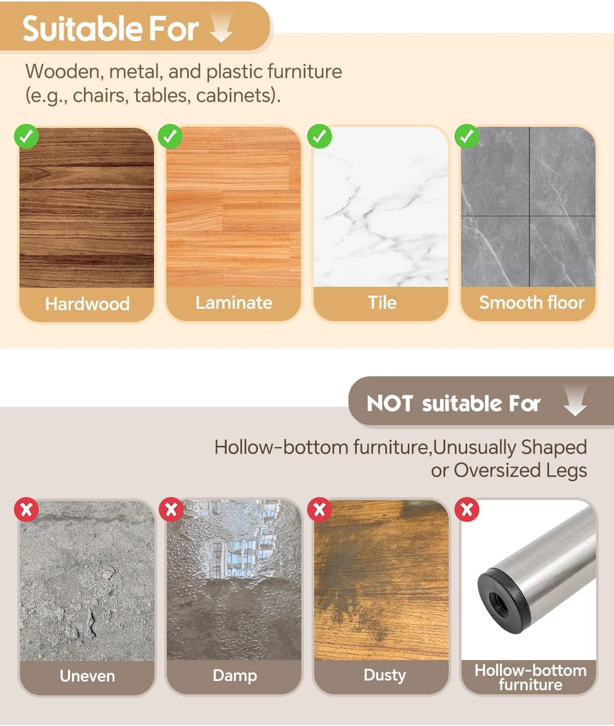 VABNEER Self-Adhesive Felt Gliders, 20 Mm (Pack of 132), 5 Mm Thick Felt Pads for Chairs and Furniture Feet, Protection for Wooden Floors, Laminate & Tiles, Noise Dampening & Scratch Prevention image number 4