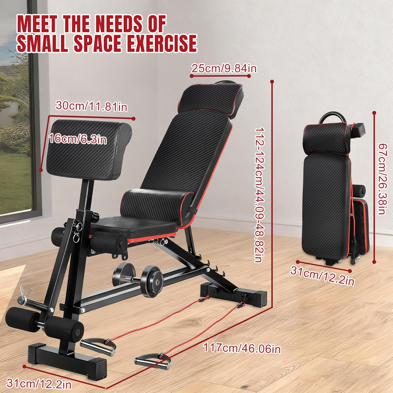 Adjustable Weight Bench, Strength Training Bench Press Foldable Sit up Incline Decline Bench for Full Body Workout image number 2