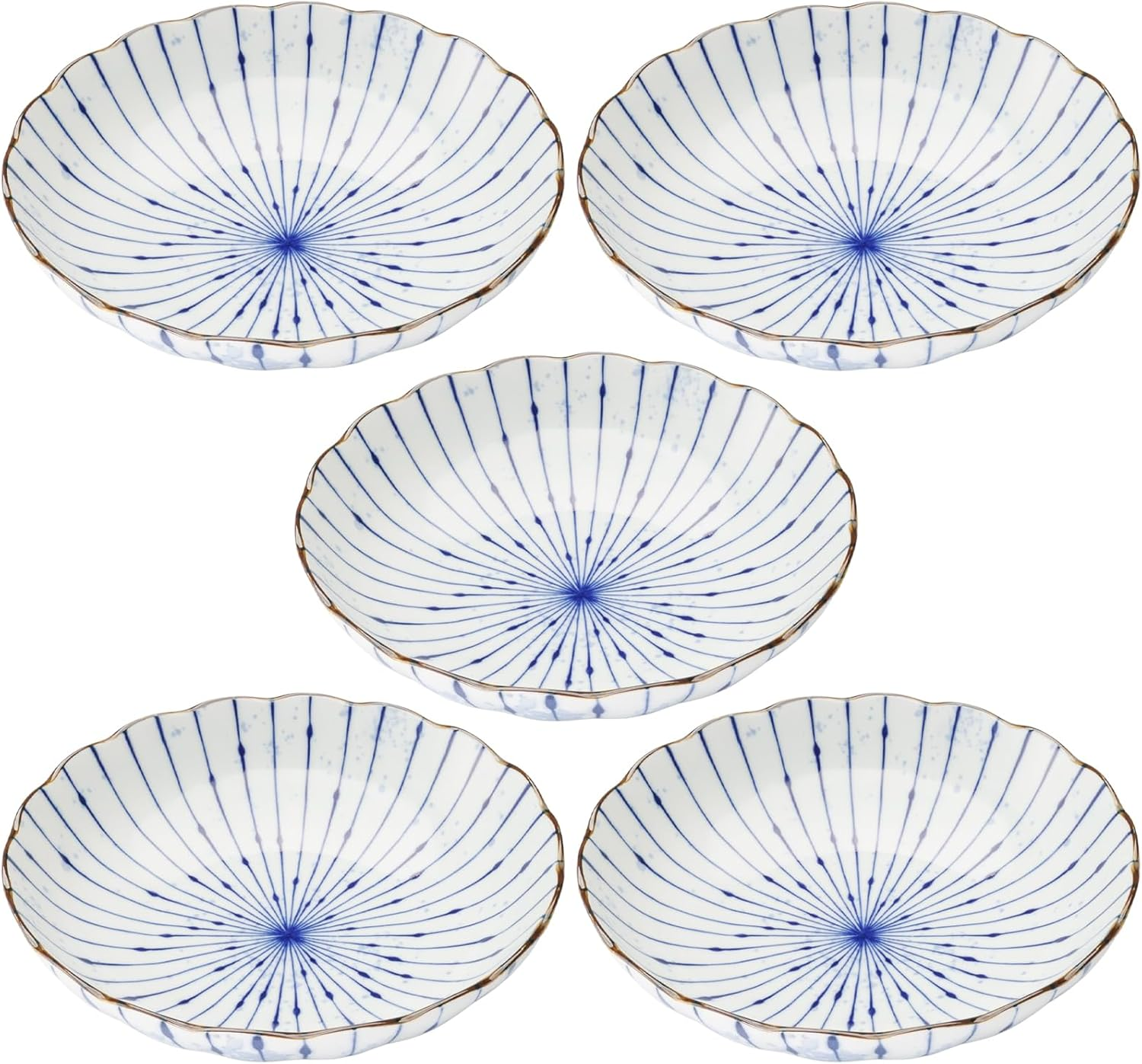 Mino Ware 564612 &ldquo;Fukumo Tokusa&rdquo; Tableware Set, 5 Pieces, Plates, Diameter Approx. 6.5 Inches (16.5 Cm), Microwave, Dishwasher Safe, Made in Japan